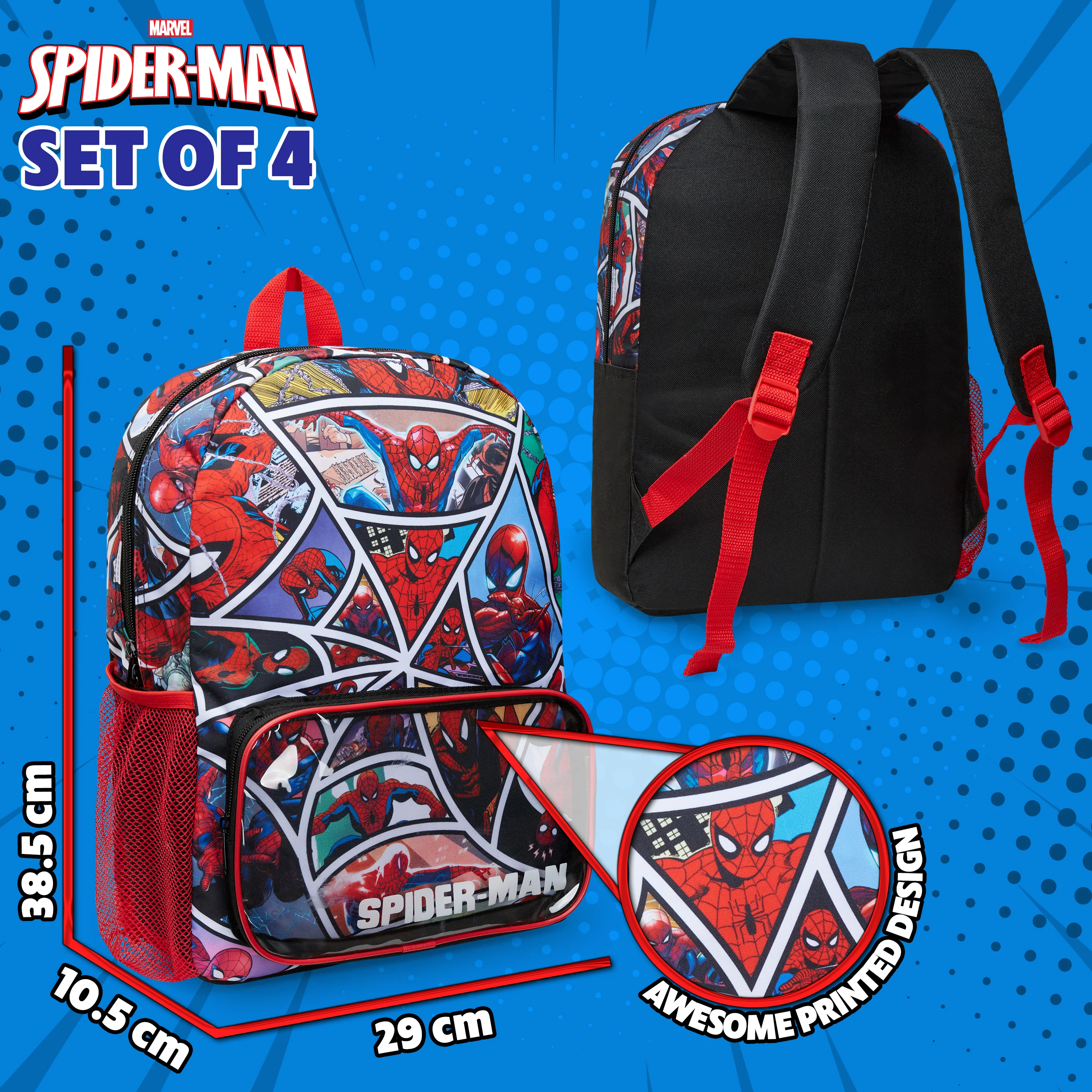 Marvel Spiderman School Bag Set - Backpack, Water Bottle, Wallet, Keyring - Image 6
