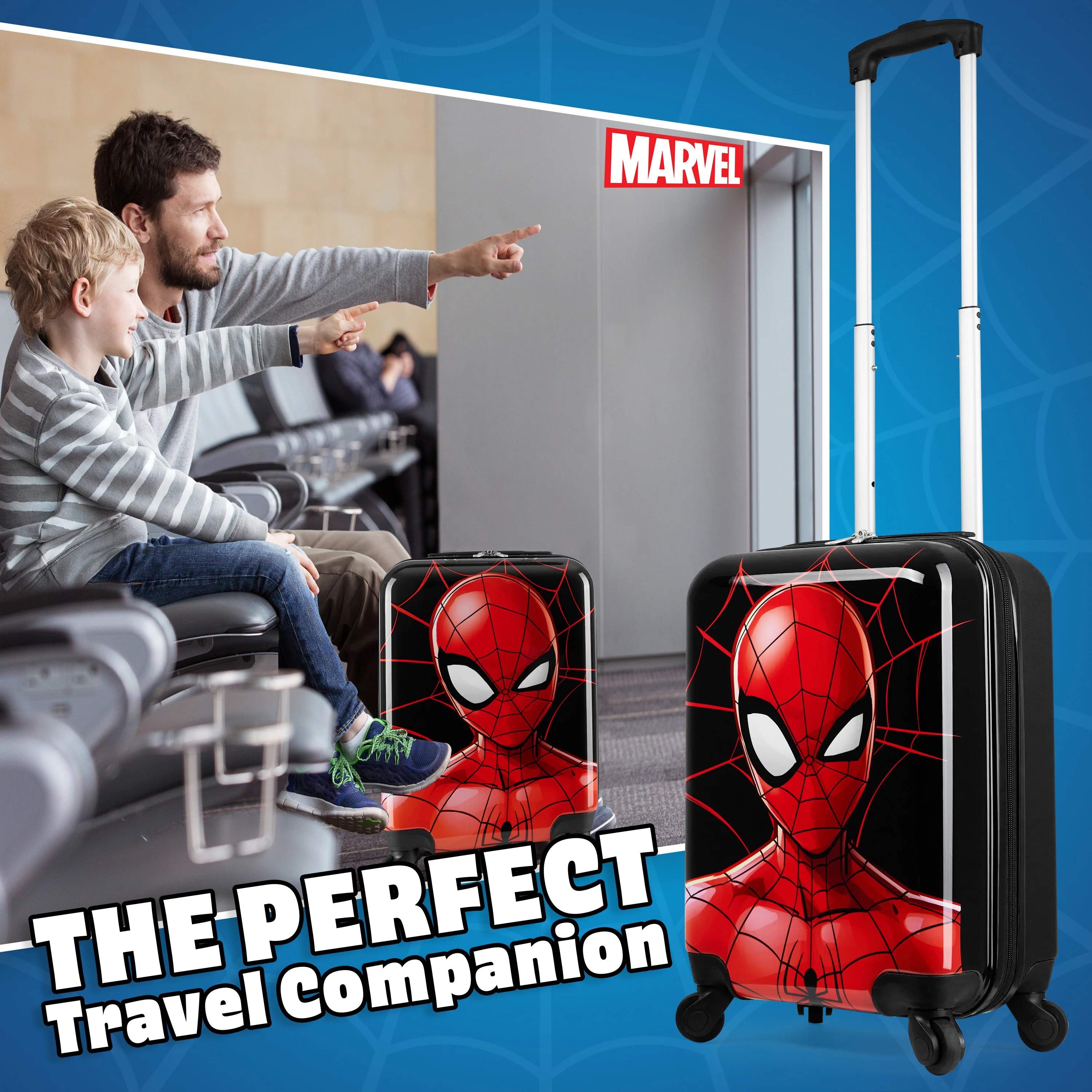 Marvel Spiderman Suitcase Kids Teens Hard Shell Luggage Travel Case 4 Wheels - Image 2