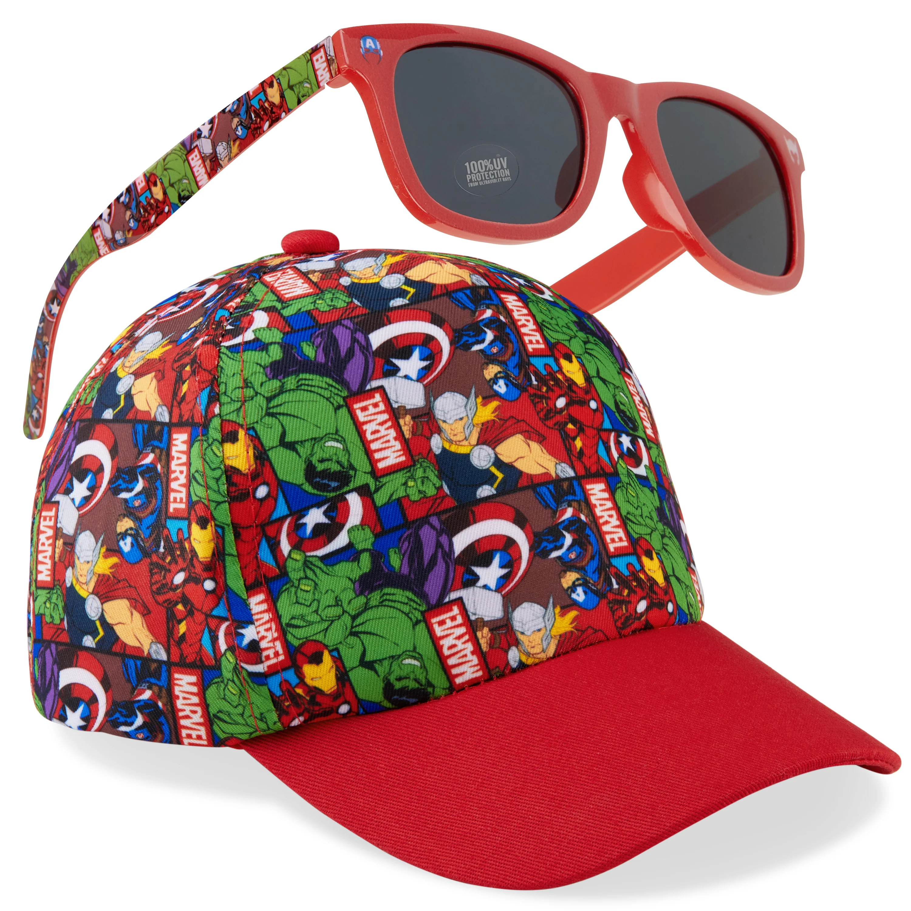 Marvel Spiderman Sunglasses Baseball Cap Set for Kids Adjustable Summer Sun Hat UV400