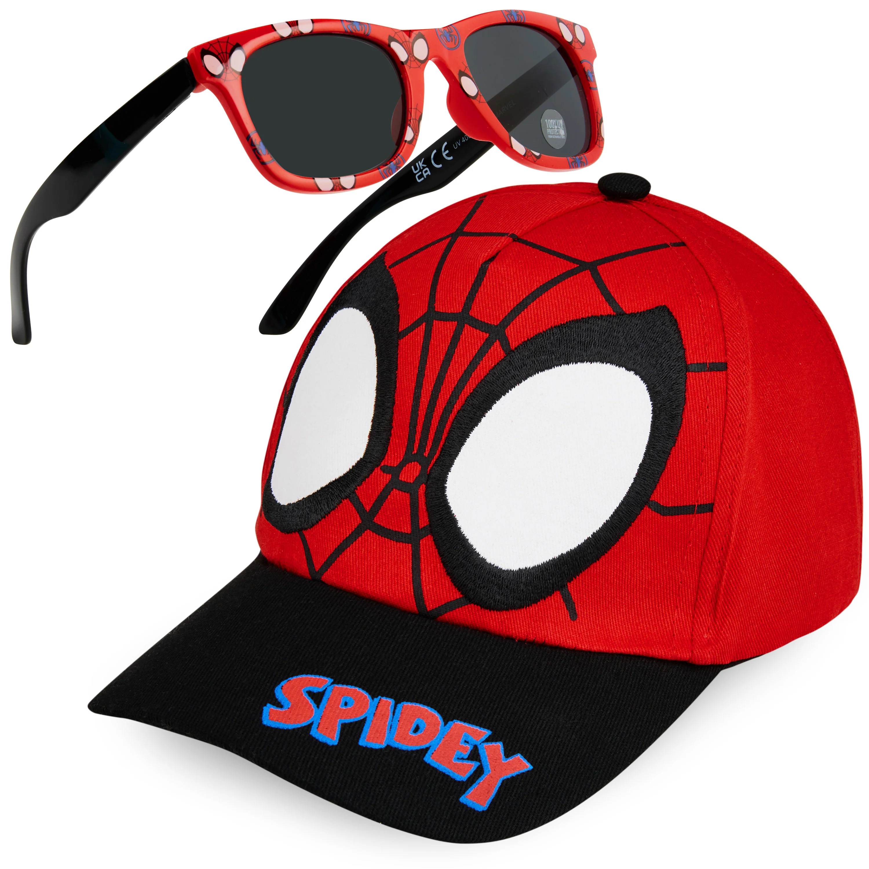 Marvel Spiderman Sunglasses Baseball Cap Set for Kids Adjustable Summer Sun Hat UV400