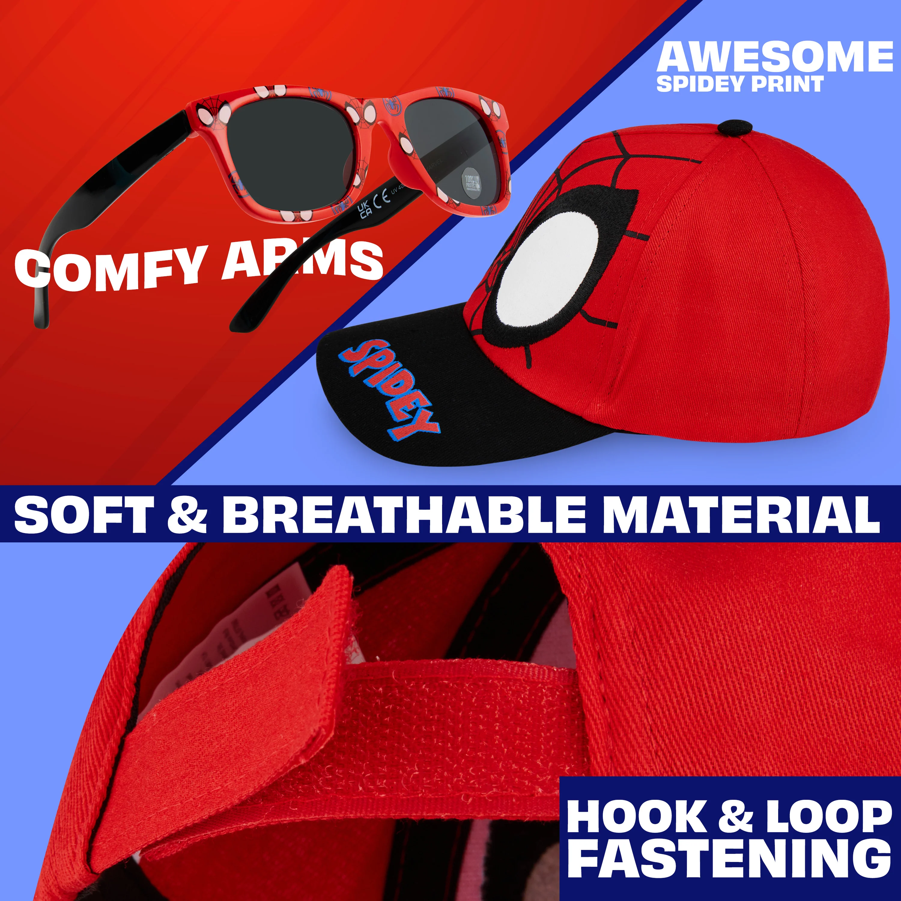 Marvel Spiderman Sunglasses Baseball Cap Set for Kids Adjustable Summer Sun Hat UV400 - Image 6
