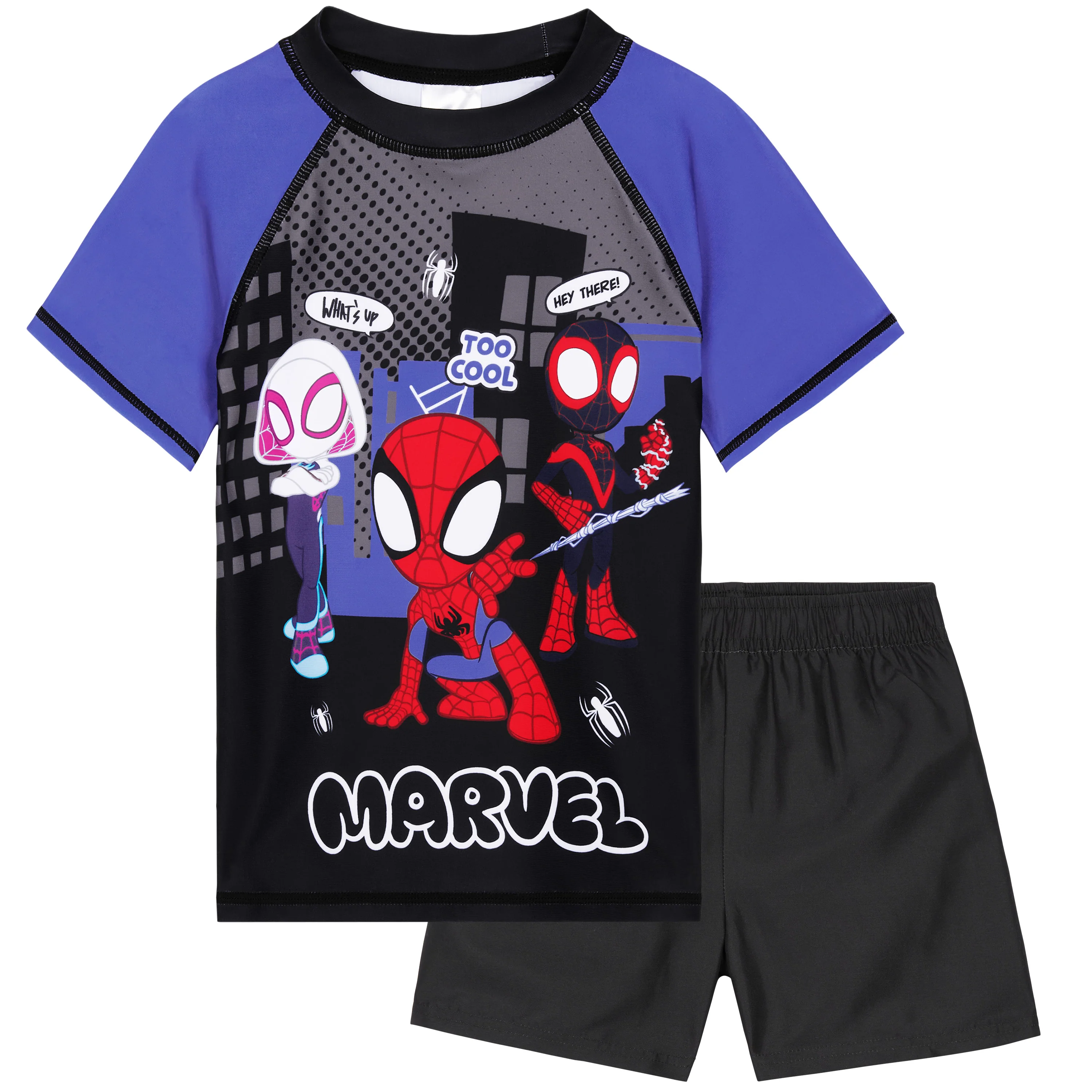 Marvel Spiderman Swimsuit Set for Boys 2 Piece Swimming Costume Swimming Shorts Rash Vest Pool Beach Holiday Essentials