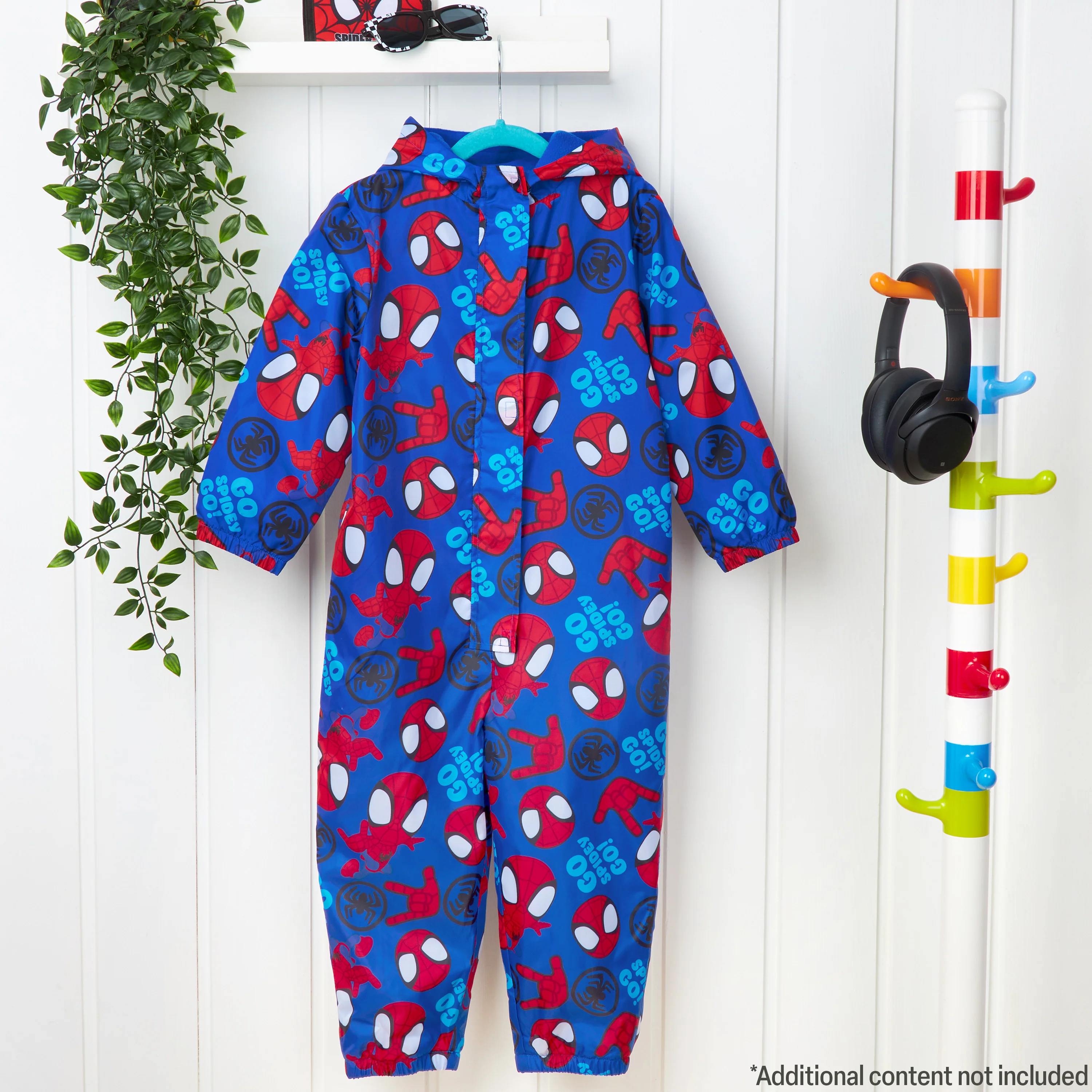 Marvel Spidey Puddle Suit Boys Toddlers Hooded Water Resistant Paddle Overalls - Image 5