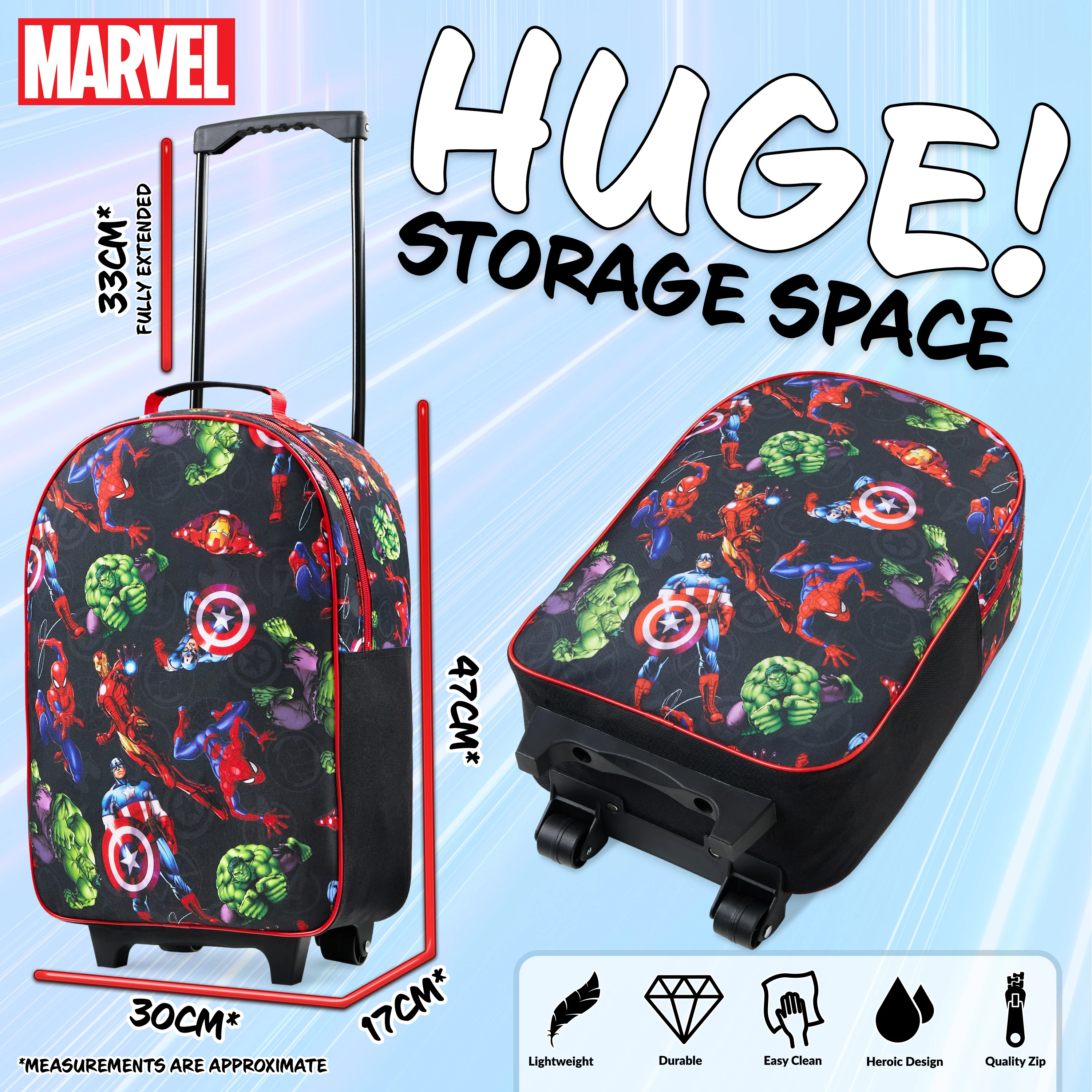 Marvel Suitcase for Boys Carry On Avengers Travel Bag with Wheels - Image 4