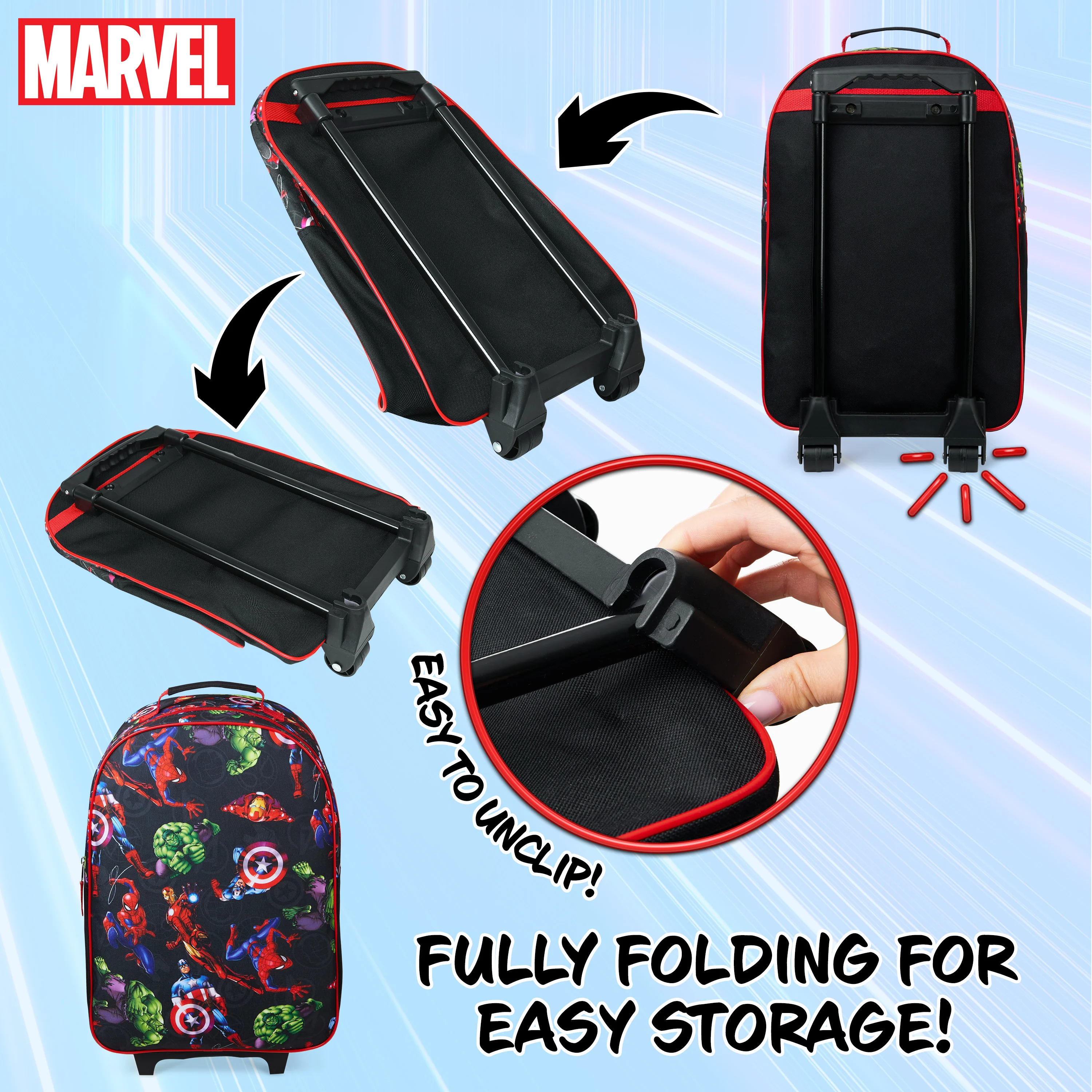Marvel Suitcase for Boys Carry On Avengers Travel Bag with Wheels - Image 5