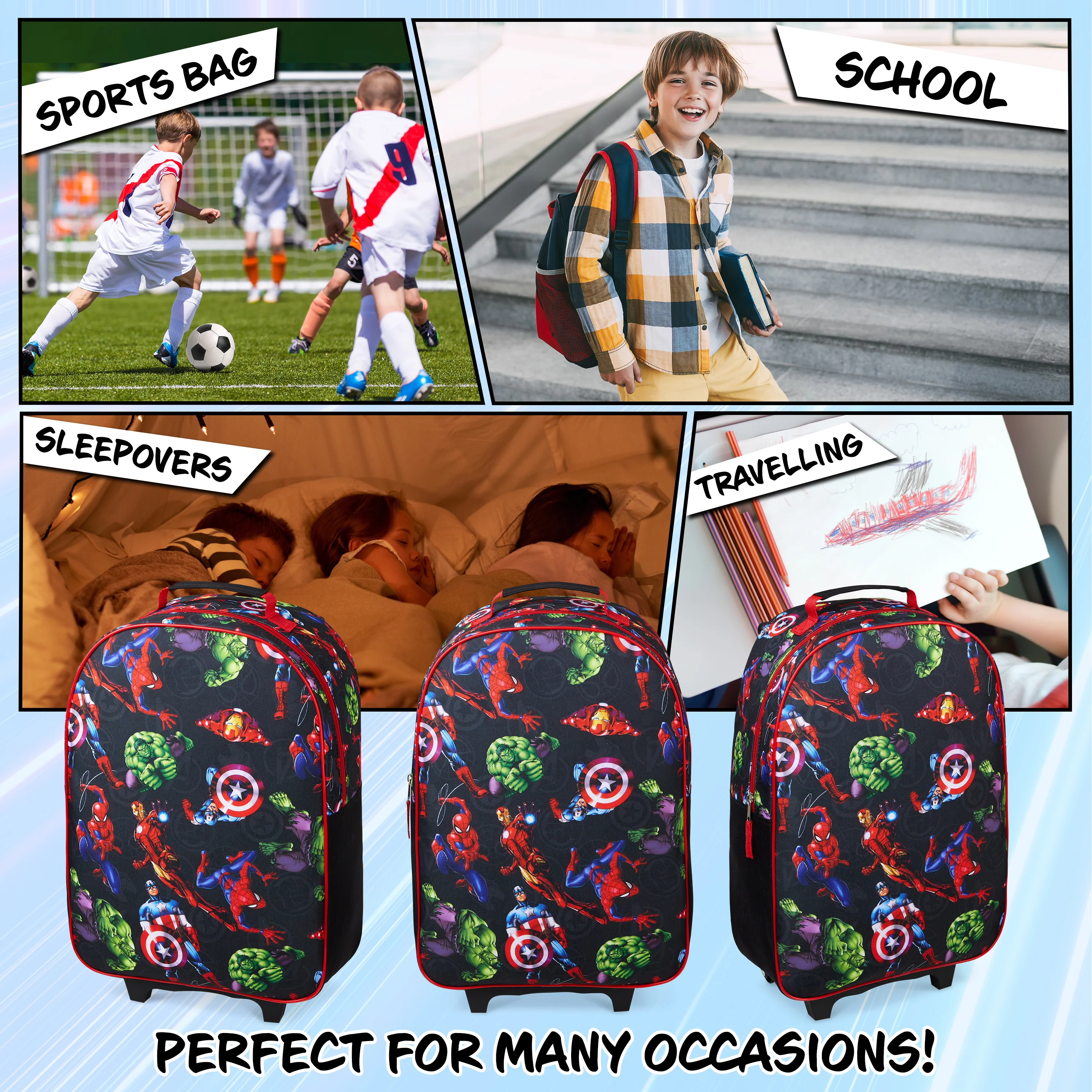 Marvel Suitcase for Boys Carry On Avengers Travel Bag with Wheels - Image 6