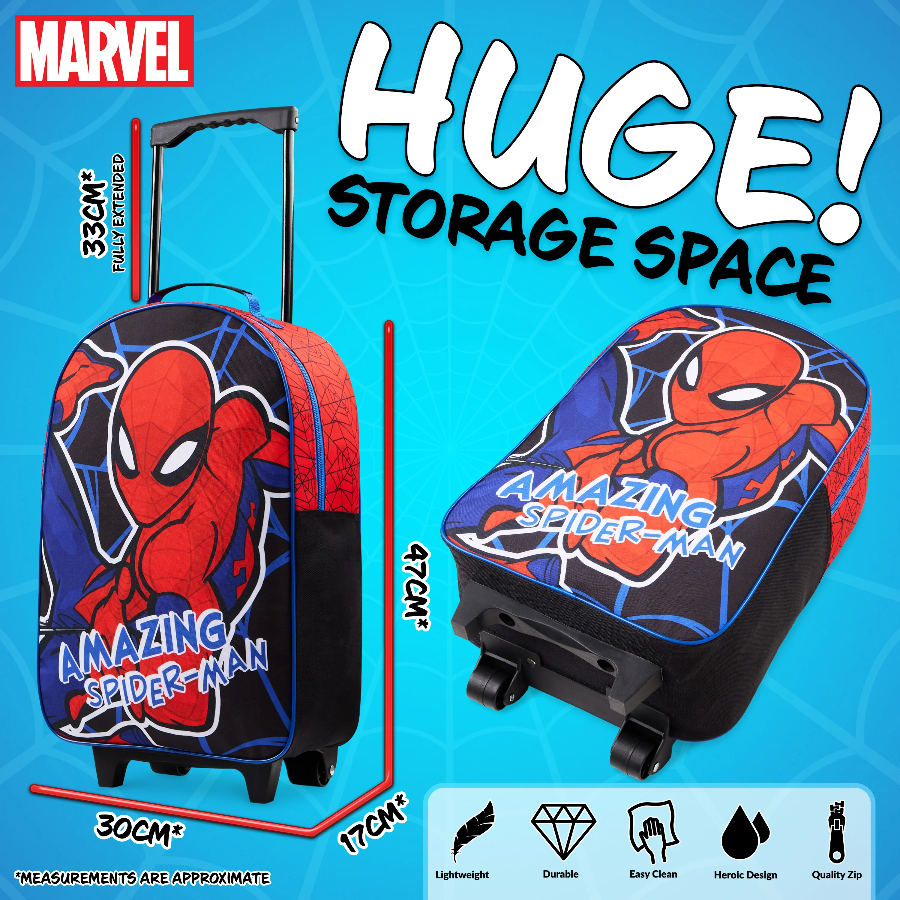 Marvel Suitcase for Boys Spiderman Carry On Avengers Travel Bag with Wheels - Image 4