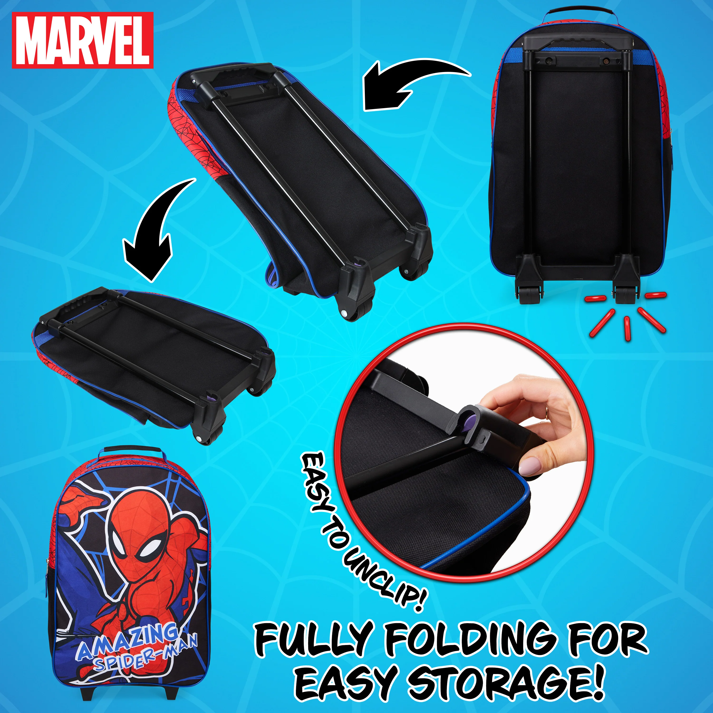 Marvel Suitcase for Boys Spiderman Carry On Avengers Travel Bag with Wheels - Image 5