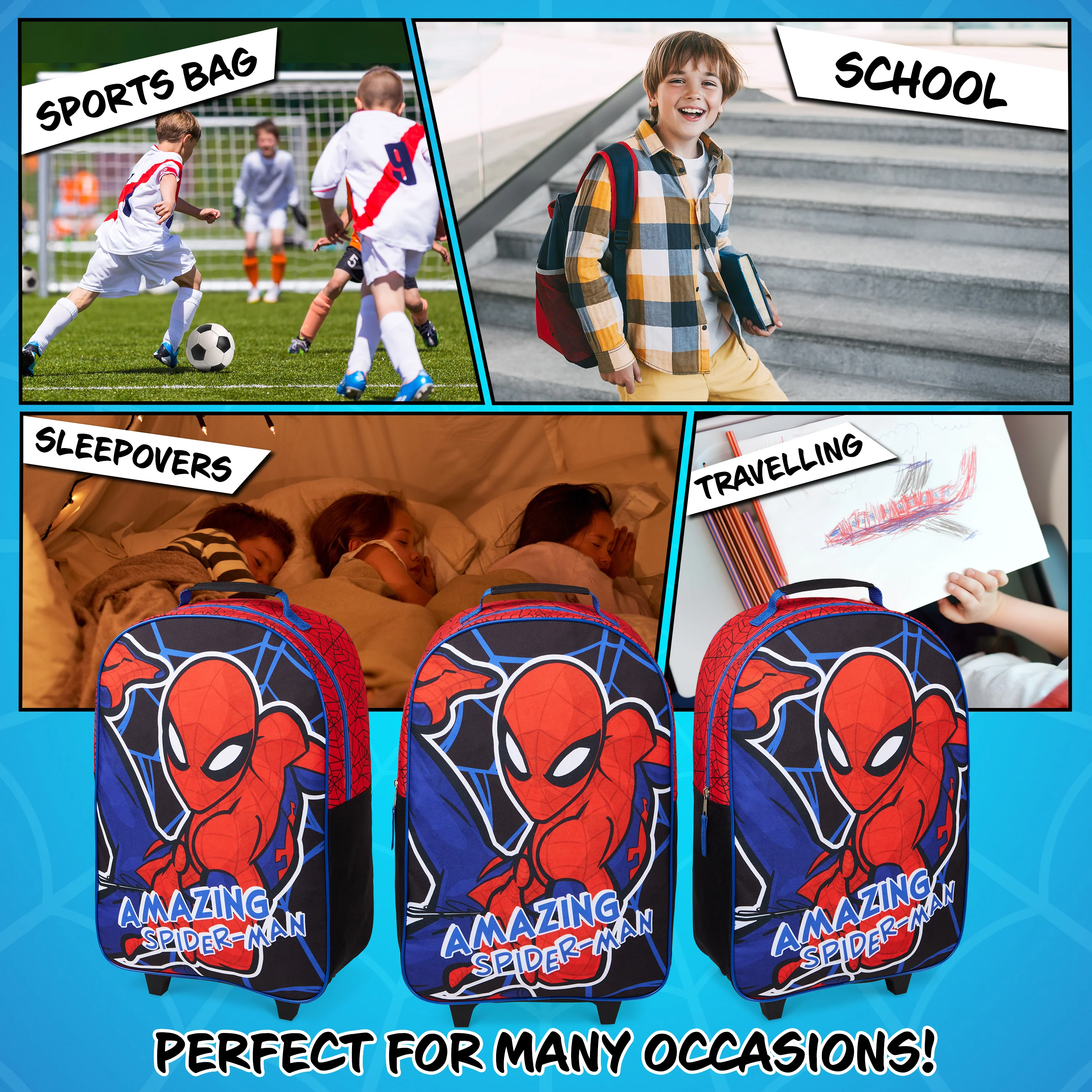 Marvel Suitcase for Boys Spiderman Carry On Avengers Travel Bag with Wheels - Image 6