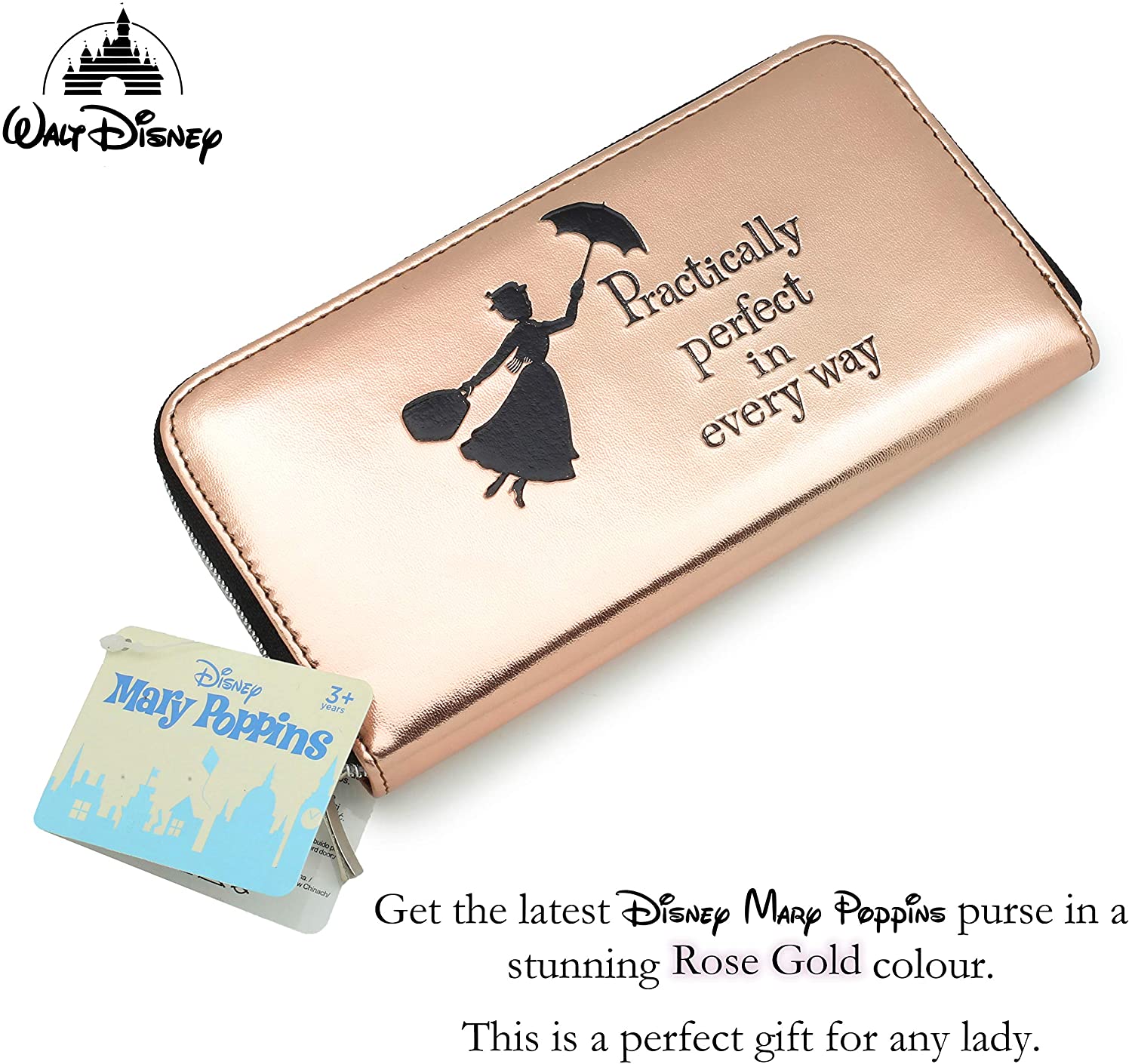 Mary Poppins Gifts Women Purses Ladies Wallet Rose Gold Disney Merchandise - Image 3