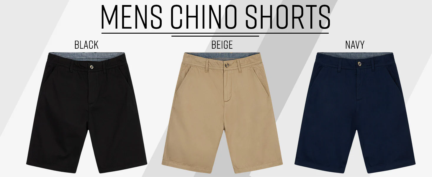 Mens Shorts with Pockets, Cotton Chino Shorts for Men