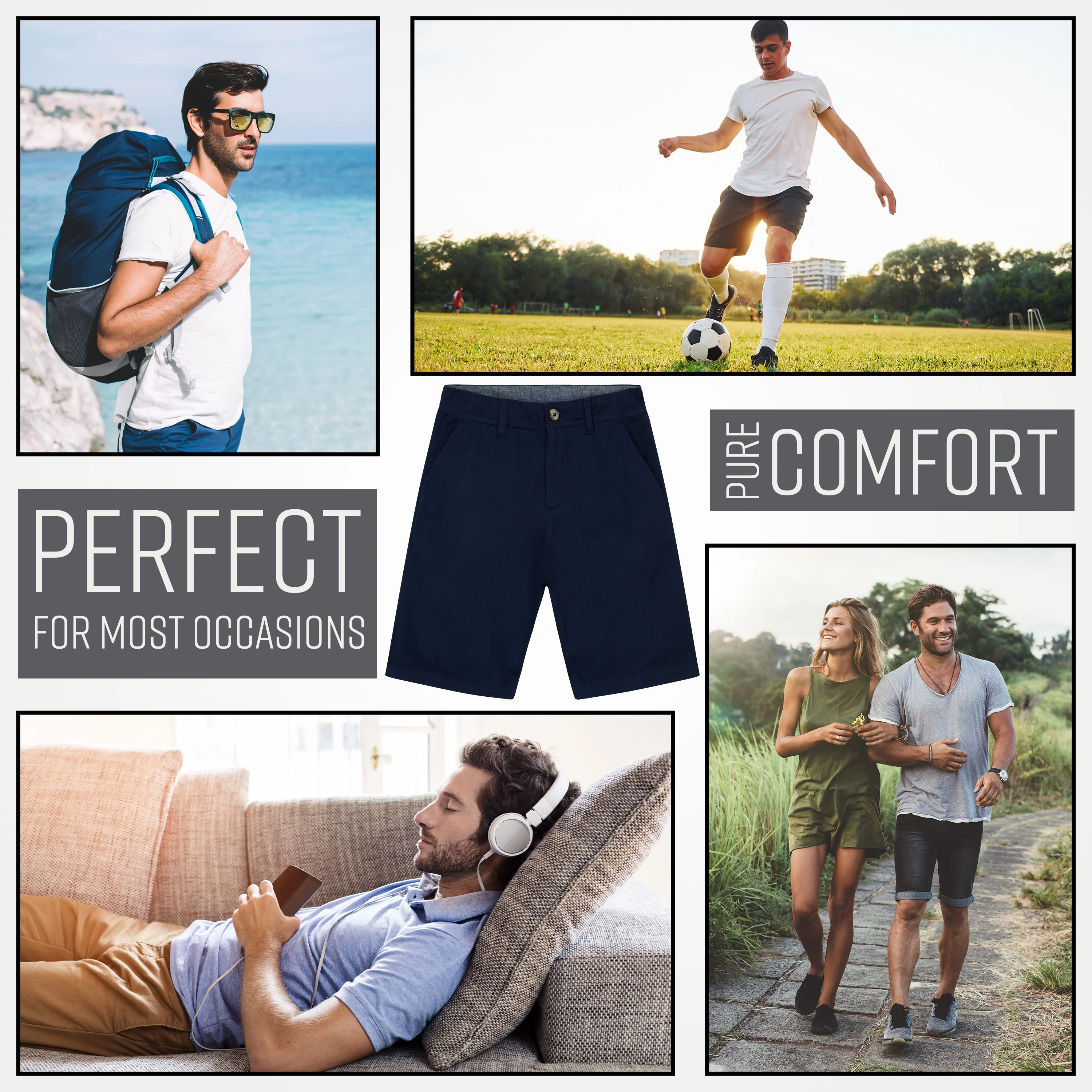 Mens Shorts with Pockets, Cotton Chino Shorts for Men - Image 10