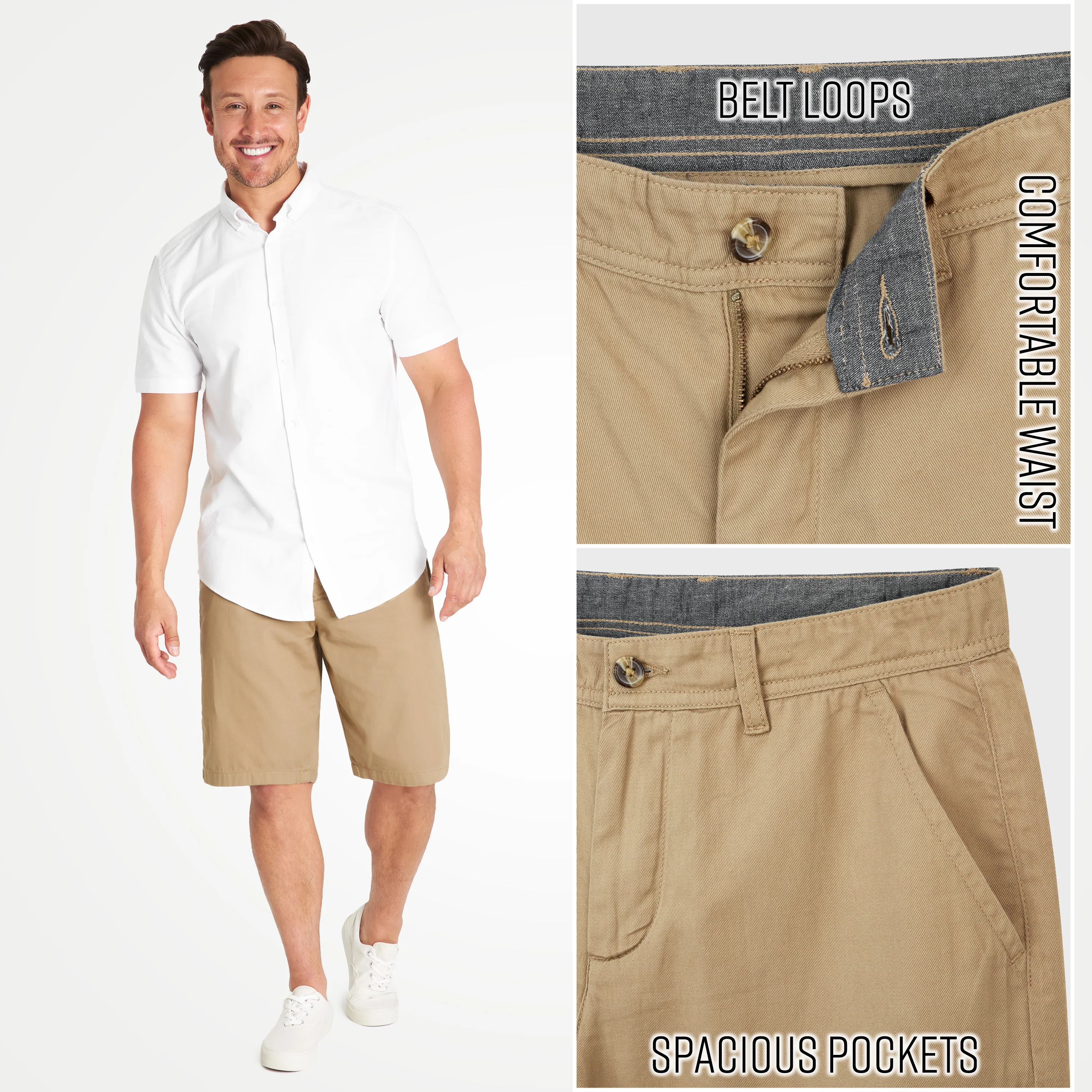 Mens Shorts with Pockets, Cotton Chino Shorts for Men - Image 4