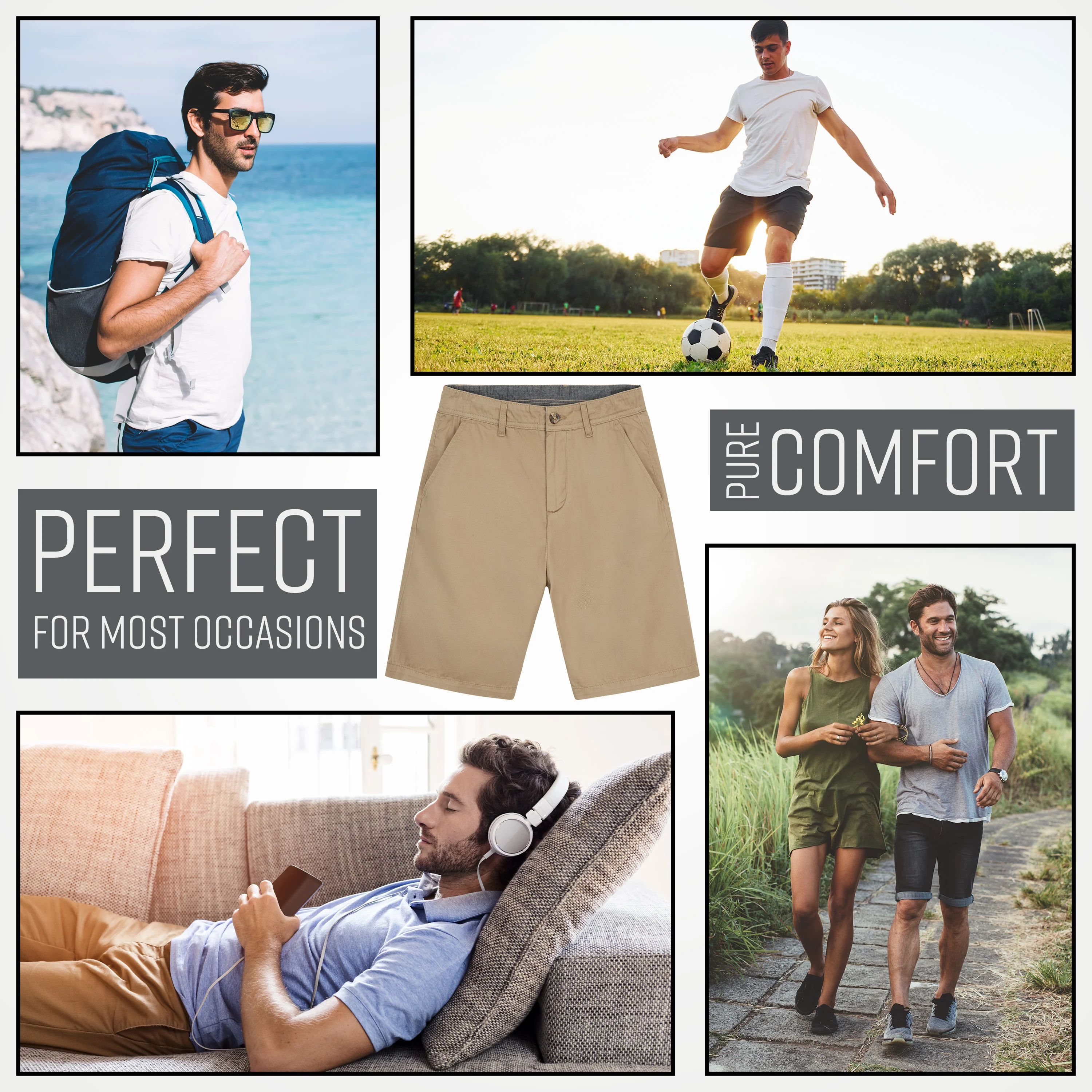 Mens Shorts with Pockets, Cotton Chino Shorts for Men - Image 5