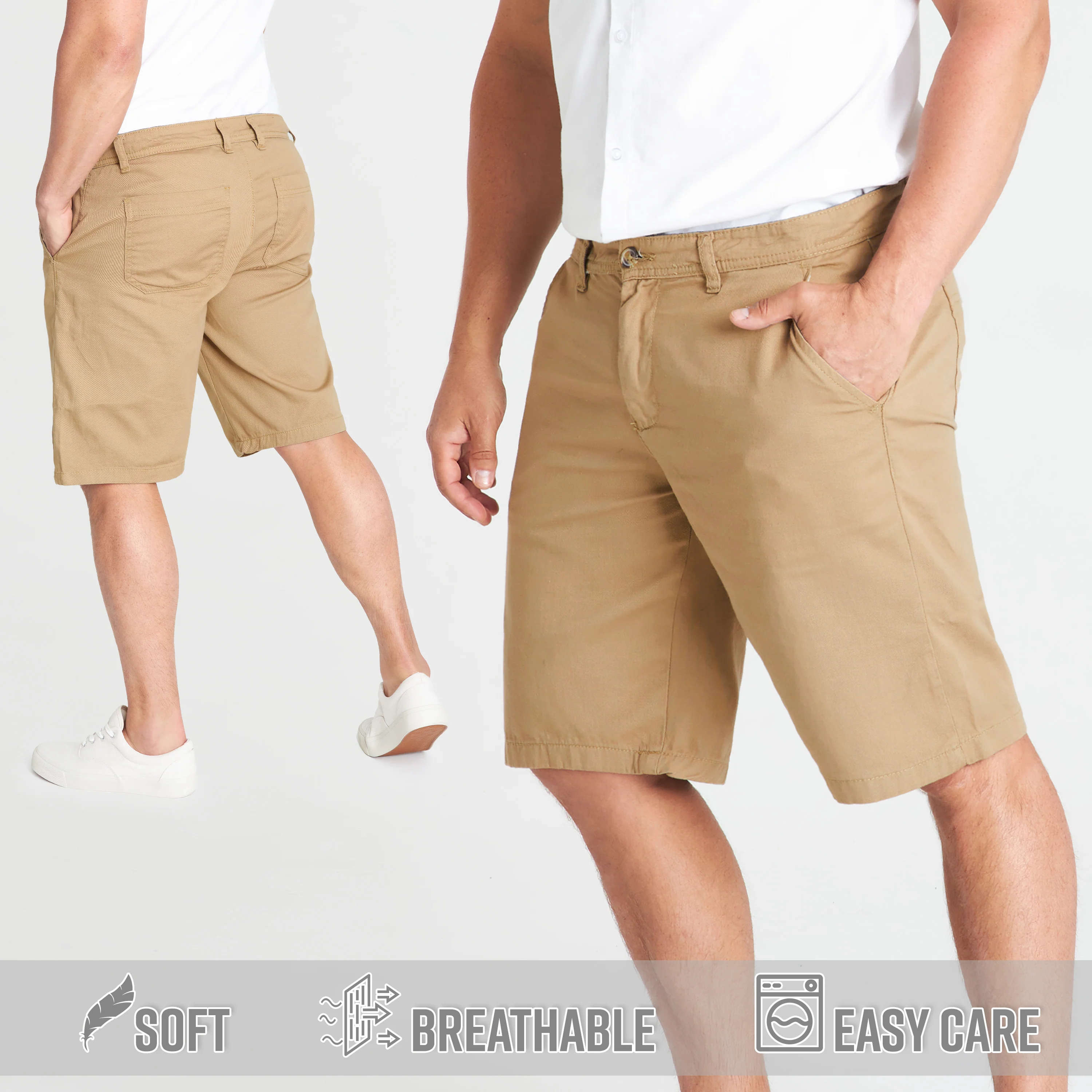 Mens Shorts with Pockets, Cotton Chino Shorts for Men - Image 6