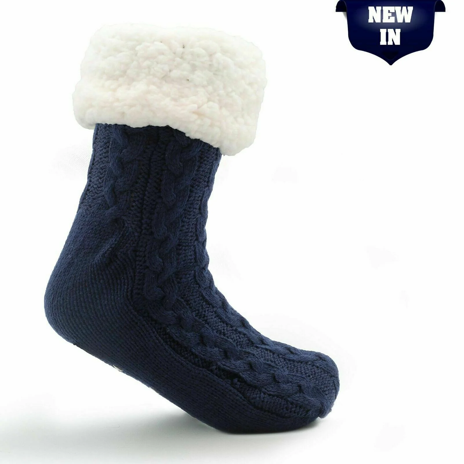 Mens Slipper Socks Bed Socks for Men with Sherpa Wool Non Slip - Image 4