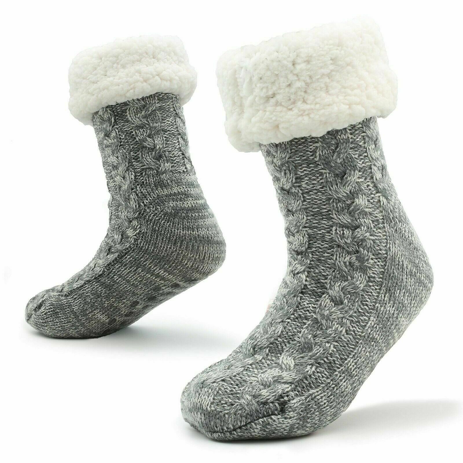 Mens Slipper Socks Bed Socks for Men with Sherpa Wool Non Slip - Image 7