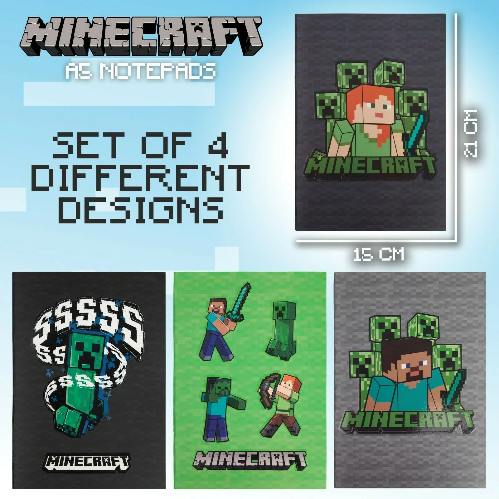 Minecraft A5 Notebook Set, 4 Pack Note Pads Lined, Back to School Supplies - Image 6