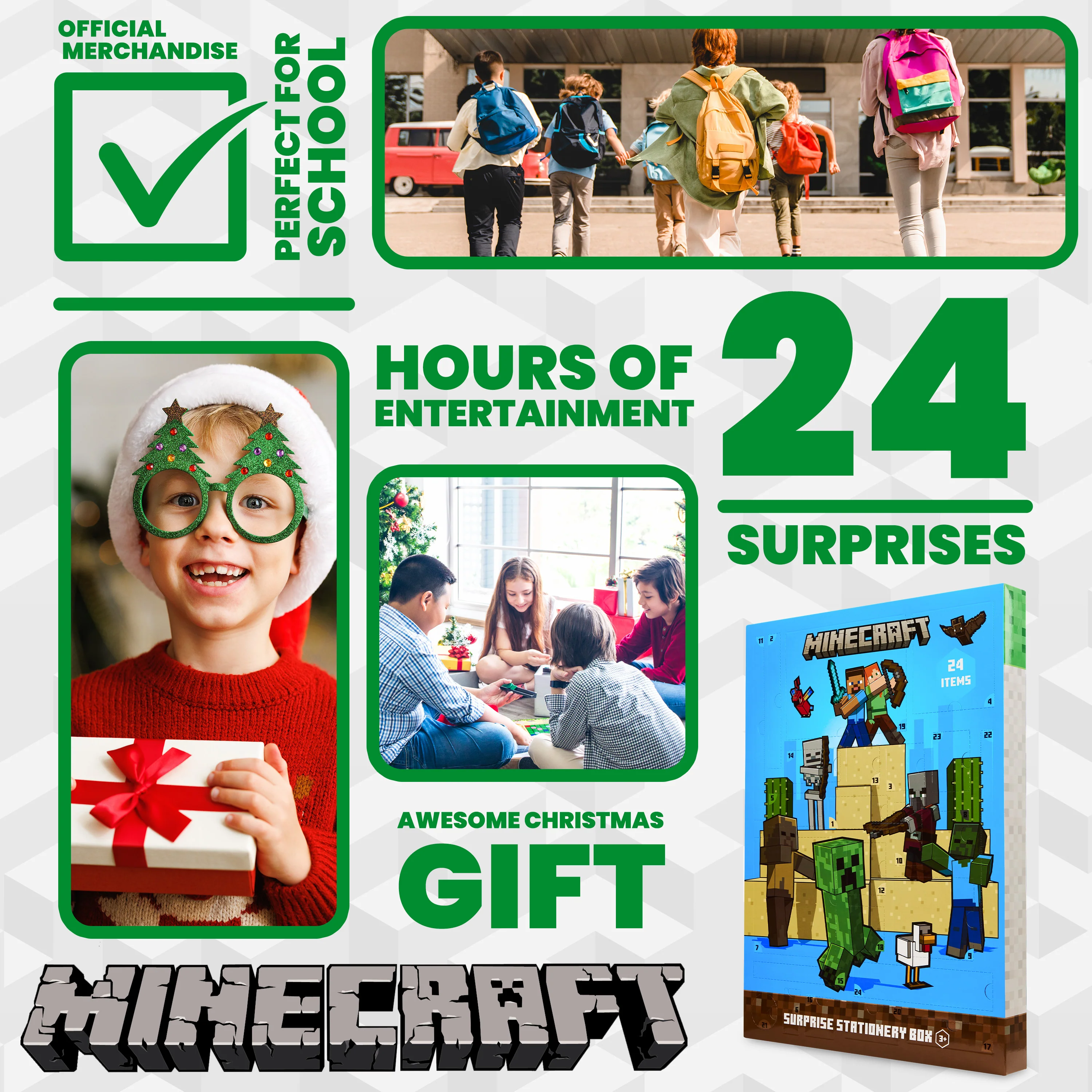 Minecraft Advent Calendar 2025, Stationery, Notebooks, Stickers, Badges for kids - Image 3