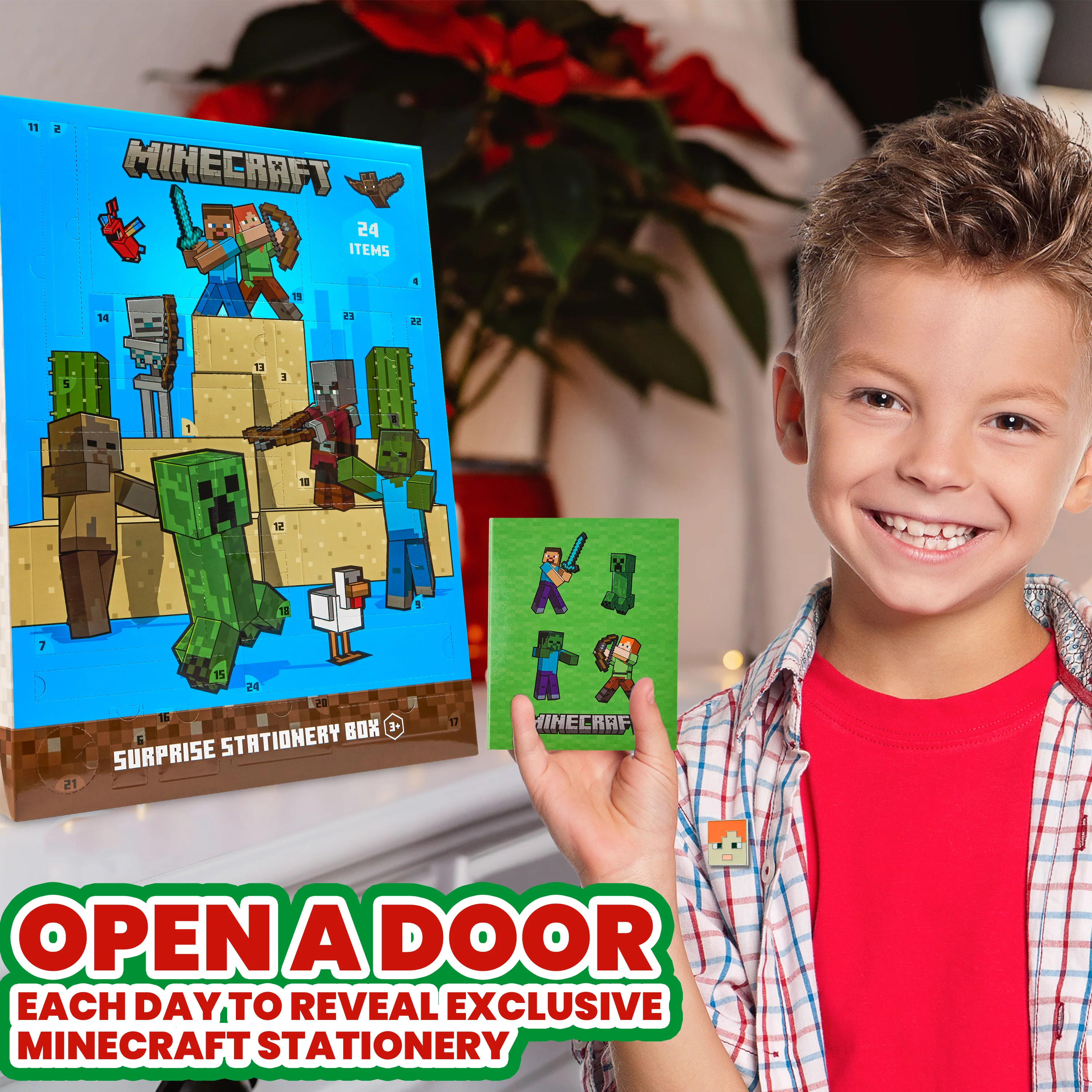 Minecraft Advent Calendar 2025, Stationery, Notebooks, Stickers, Badges for kids - Image 4