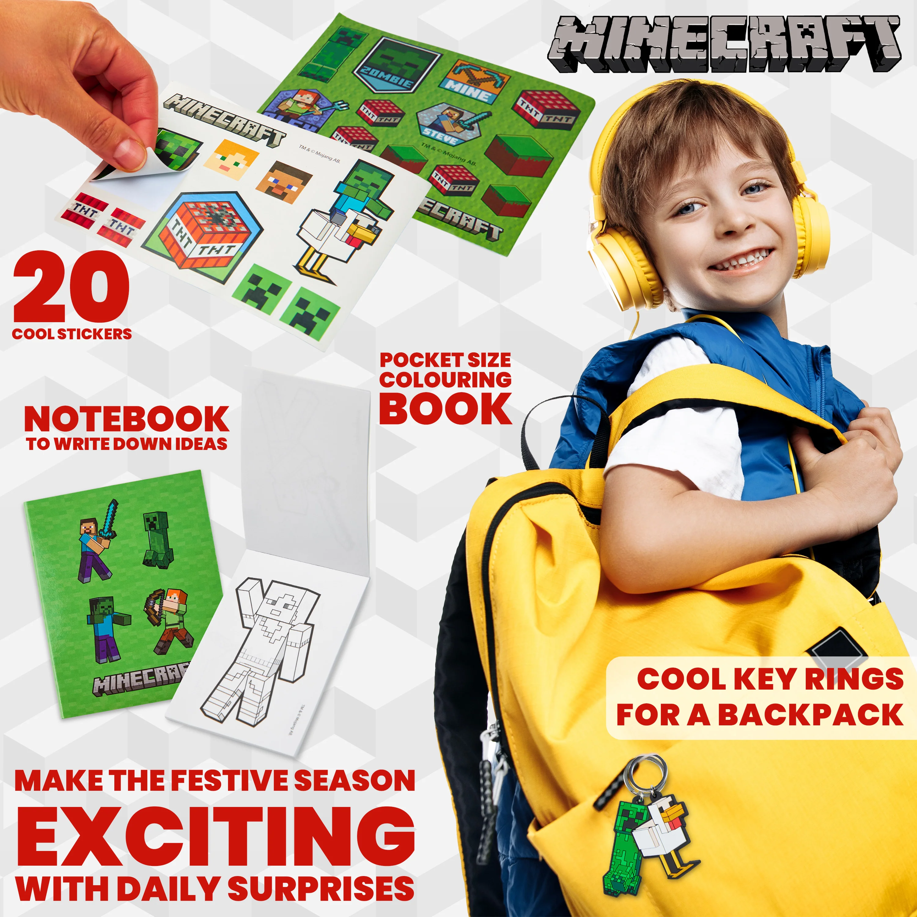 Minecraft Advent Calendar 2025, Stationery, Notebooks, Stickers, Badges for kids - Image 5