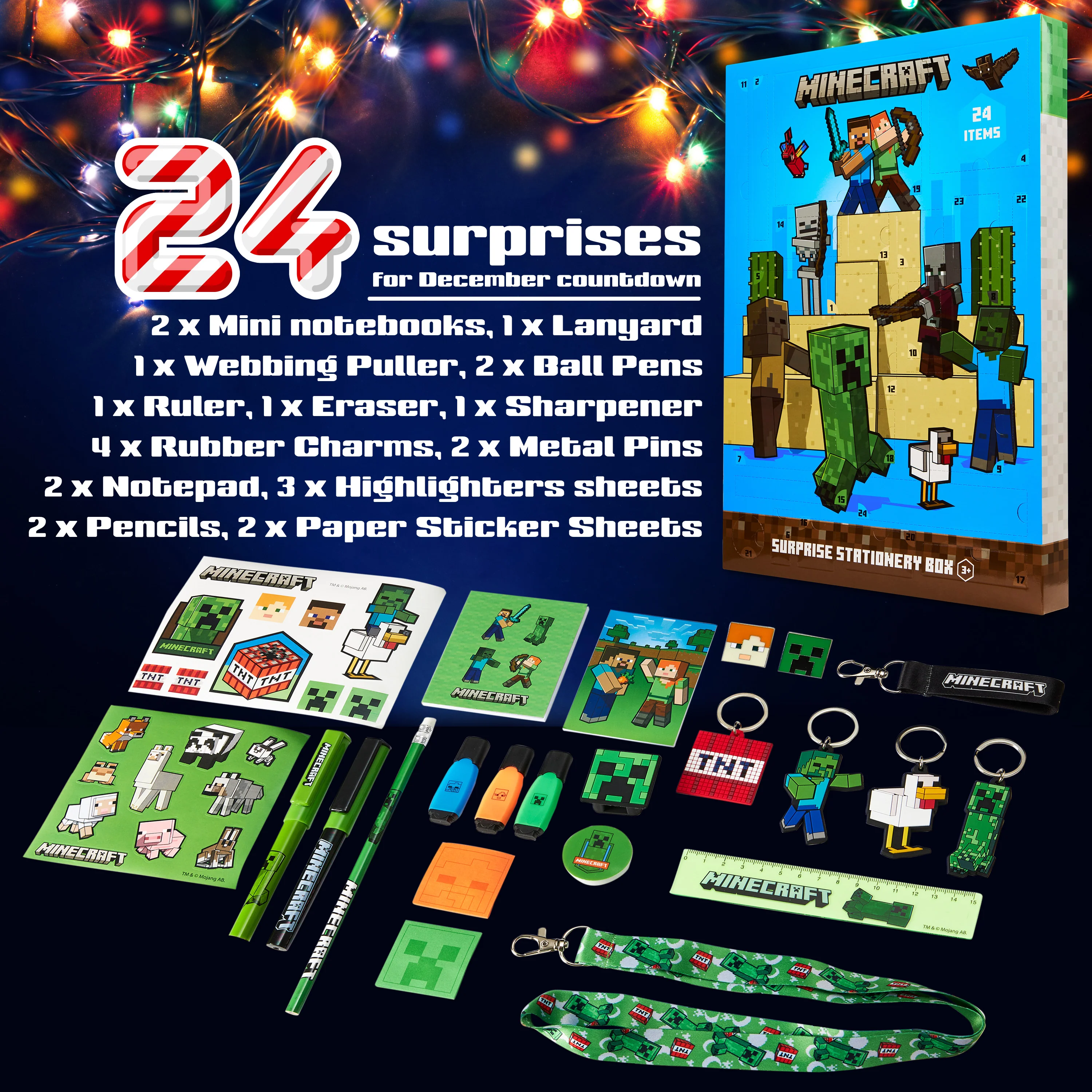 Minecraft Advent Calendar 2025, Stationery, Notebooks, Stickers, Badges for kids - Image 6