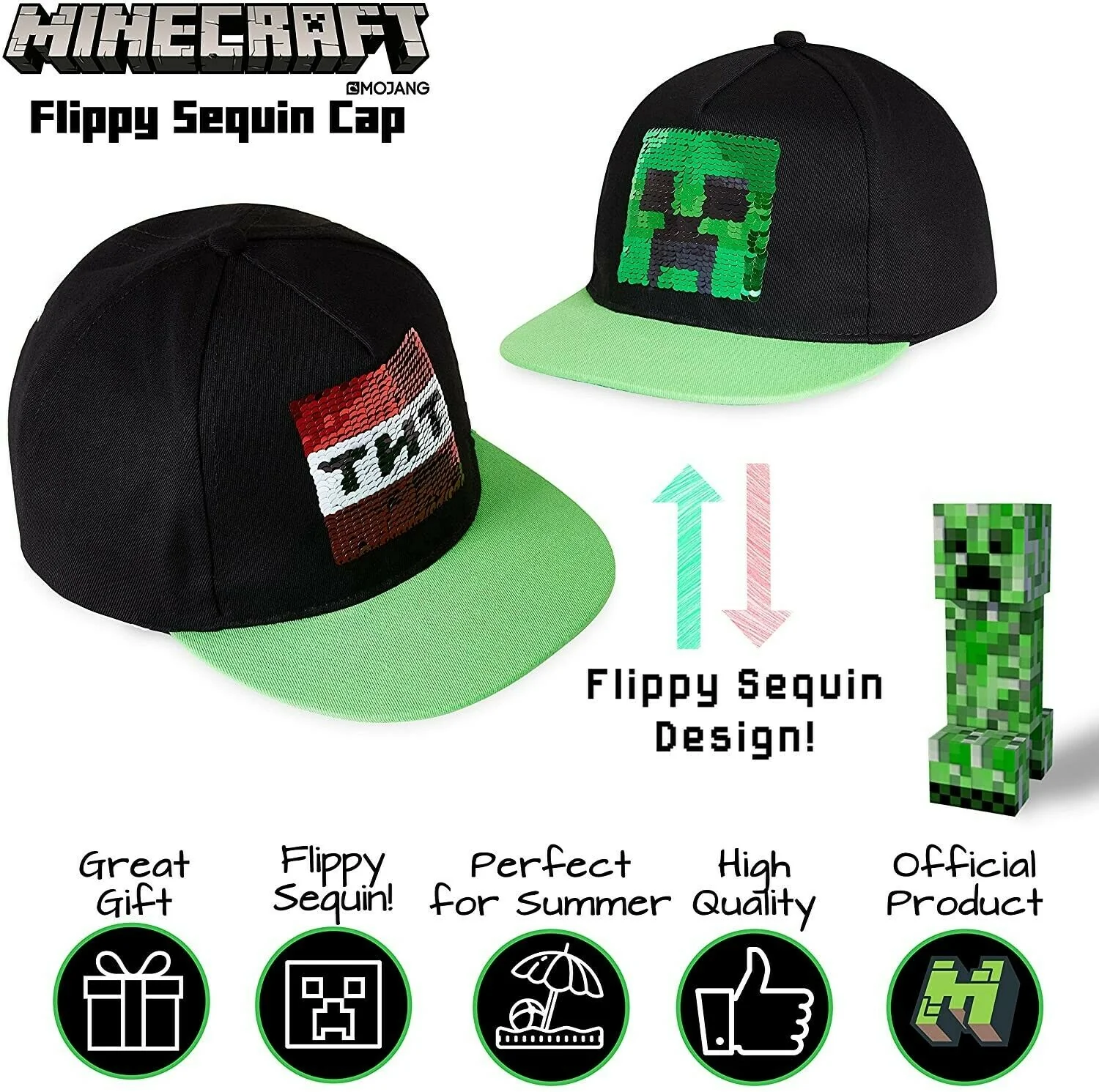 Minecraft Baseball Caps for Boys, Kids Trucker Hat with Creeper and TNT, One Size - Image 3