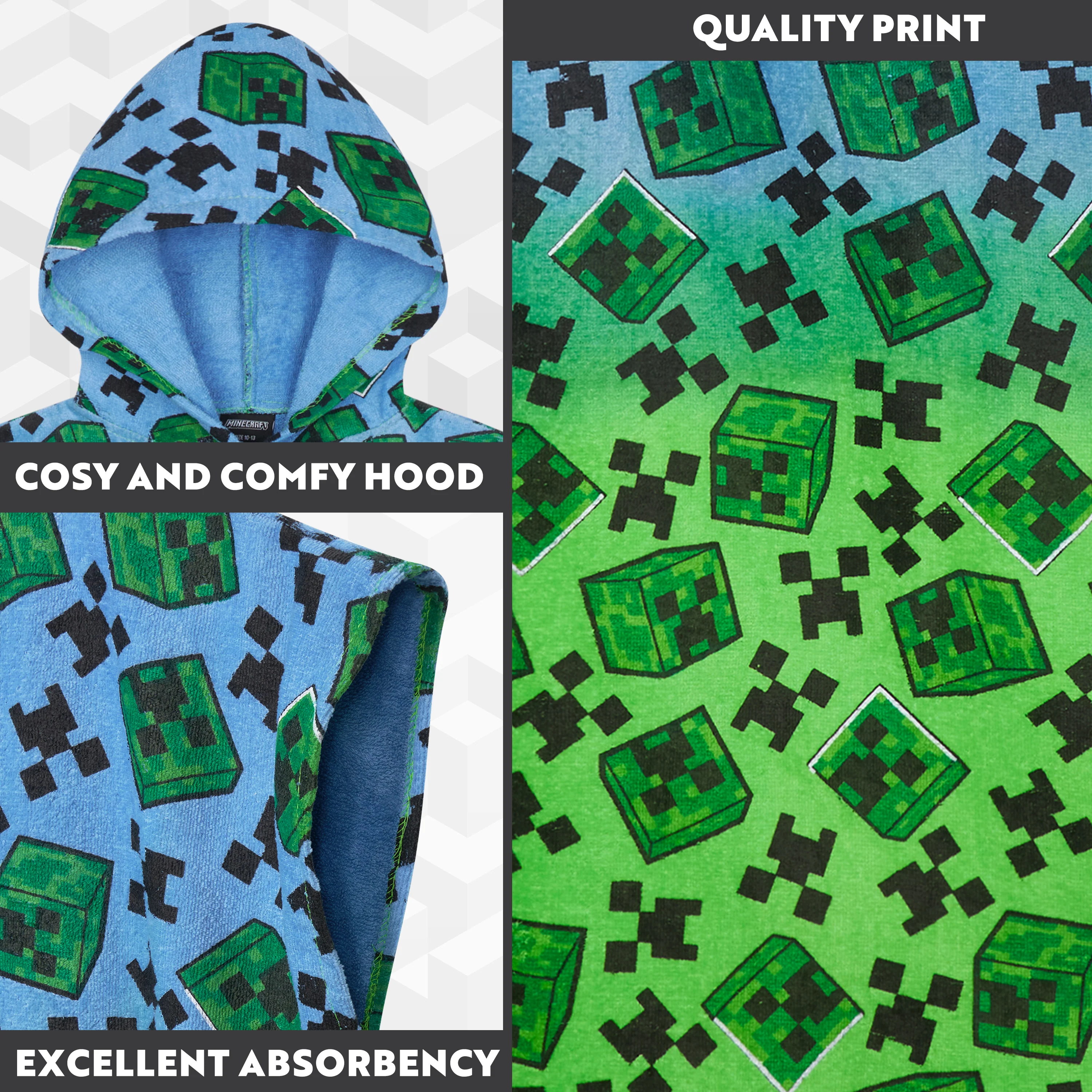 Minecraft Bath Towel with Hood for Kids and Teenagers Changing Robe - Image 4
