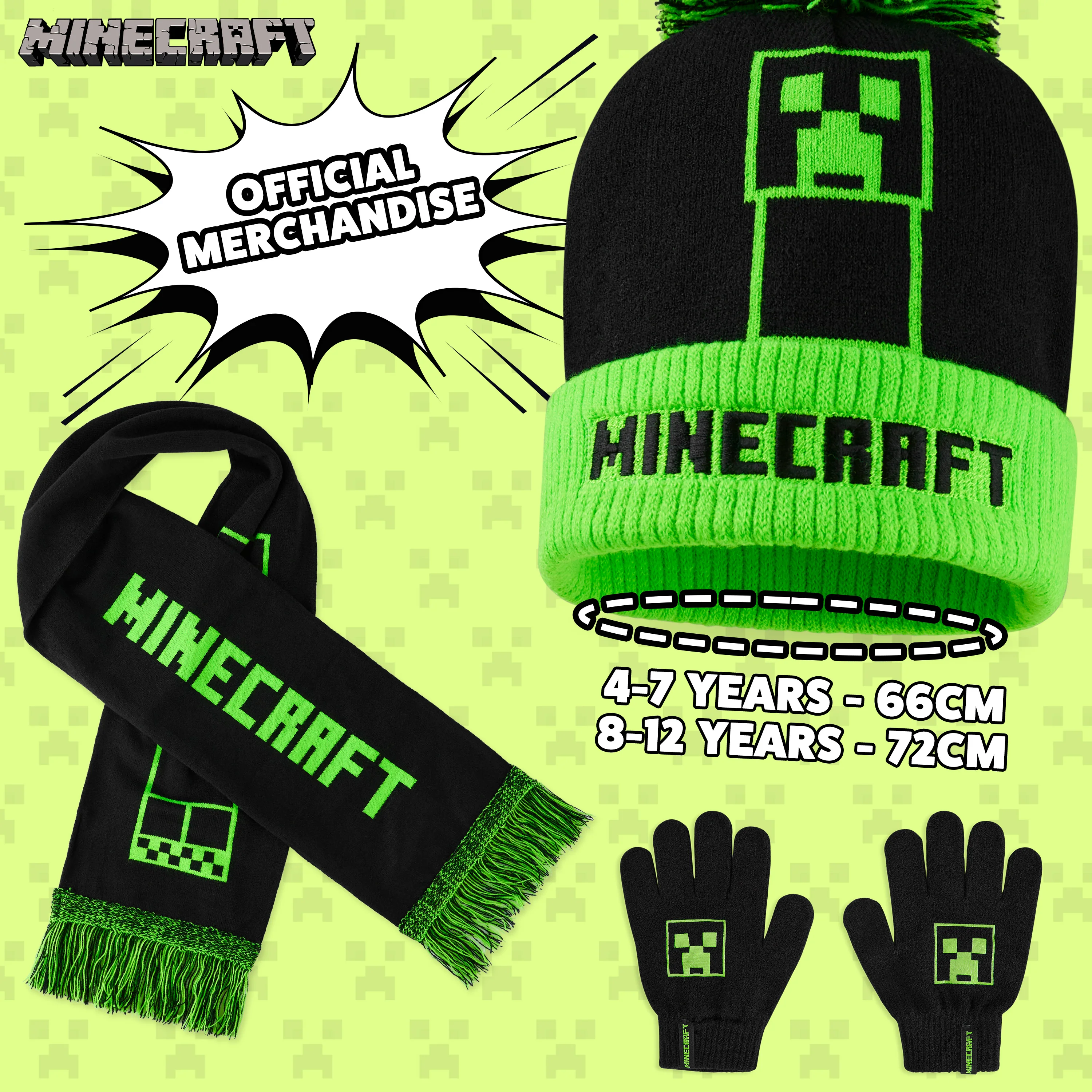 Minecraft Beanie Hat Scarf and Gloves Set for Boys and Girls - Image 6