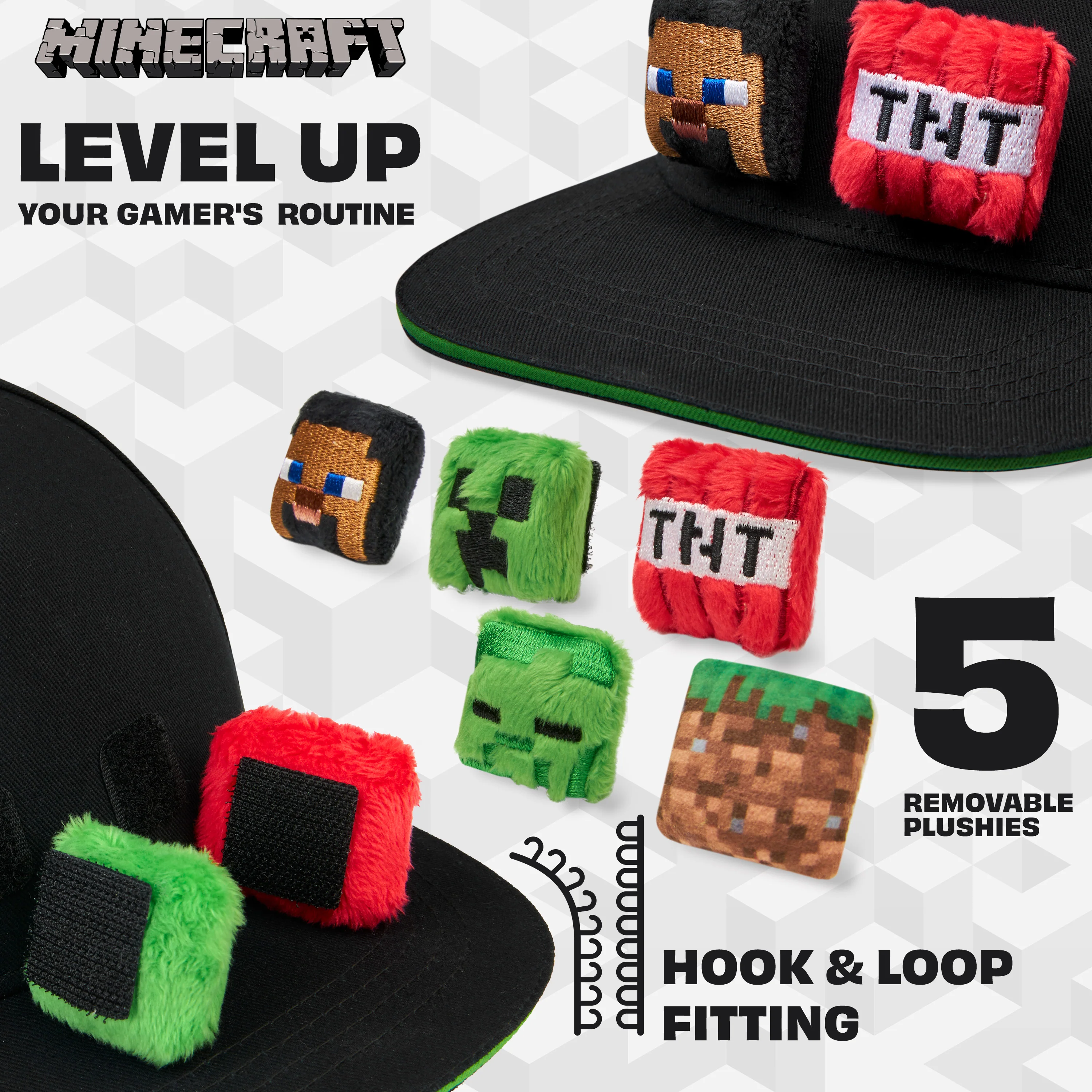 Minecraft Boys Baseball Cap with Removable Plush Accessory - Gamer Gifts - Image 3