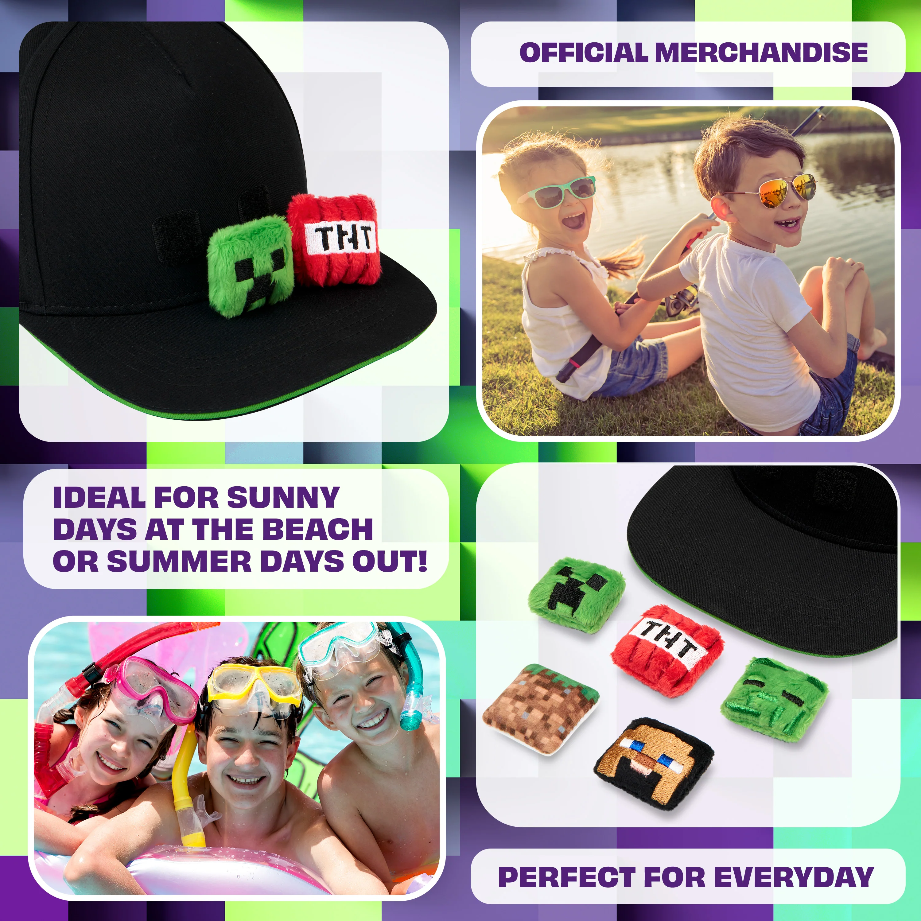 Minecraft Boys Baseball Cap with Removable Plush Accessory - Gamer Gifts - Image 4