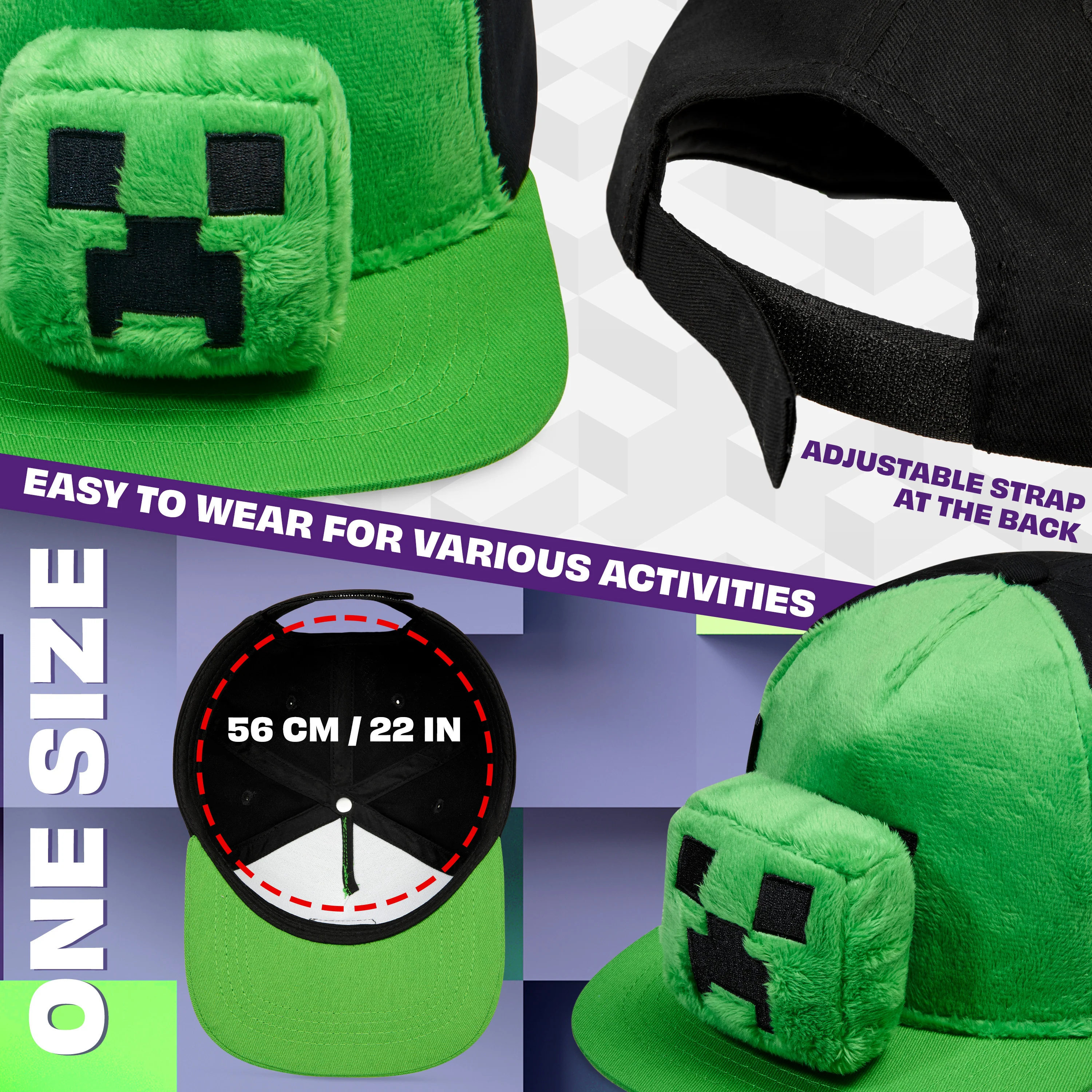 Minecraft Boys Baseball Cap with Removable Plush Accessory - Gamer Gifts - Image 6