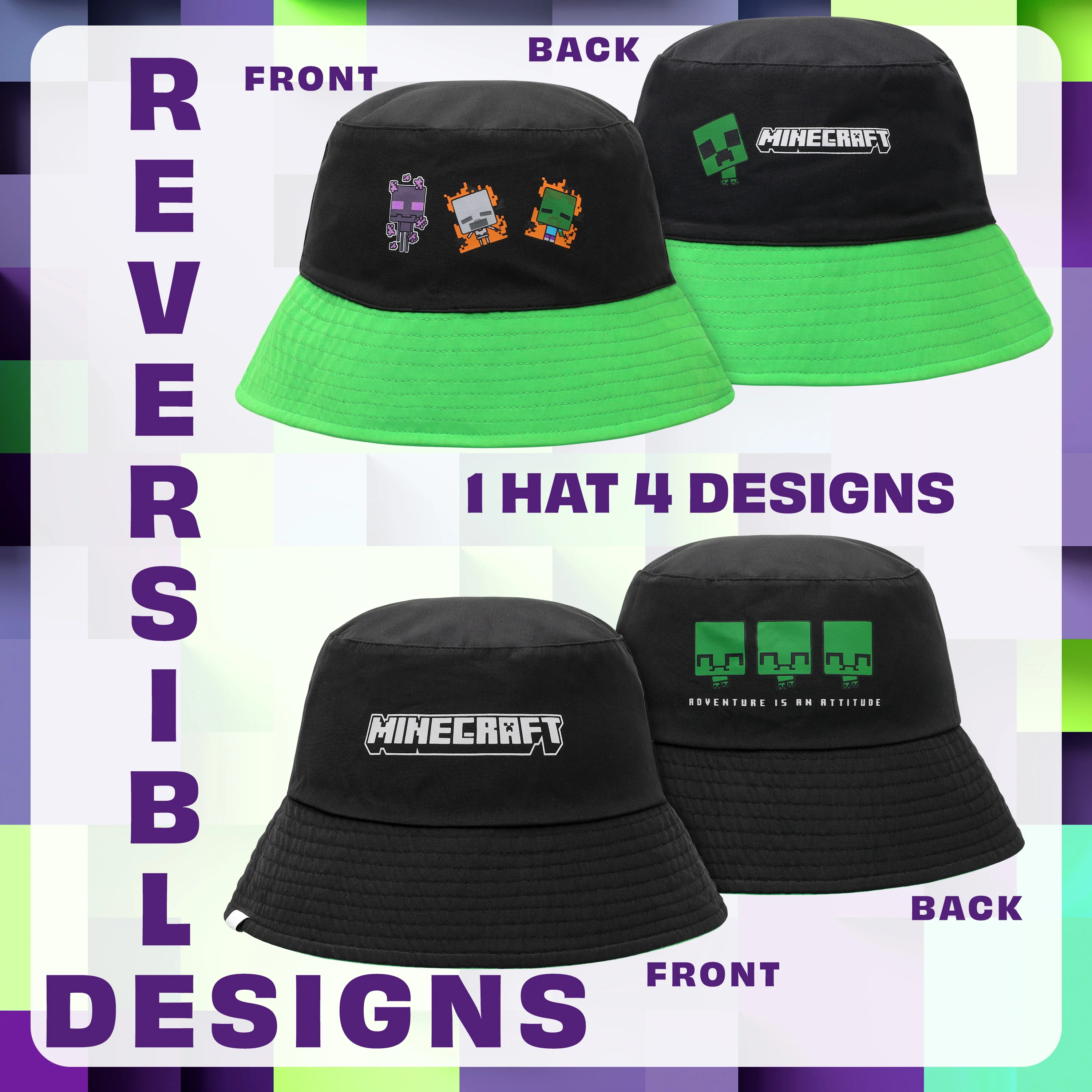 Minecraft Boys Bucket Hat, Sun Hat for Kids Beach Summer Holiday Essentials - Image 5