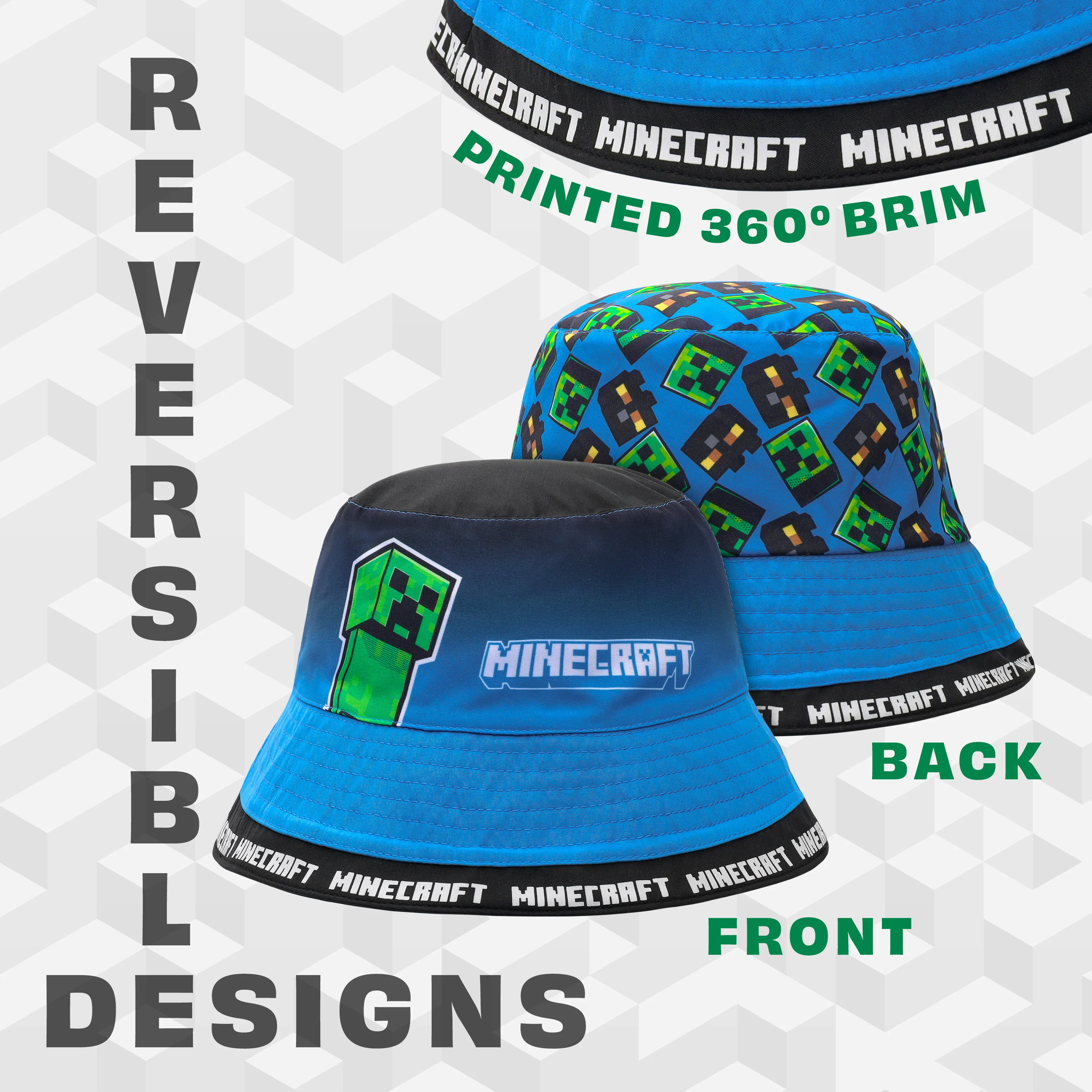 Minecraft Boys Bucket Hat, Sun Hat for Kids Beach Summer Holiday Essentials - Image 5