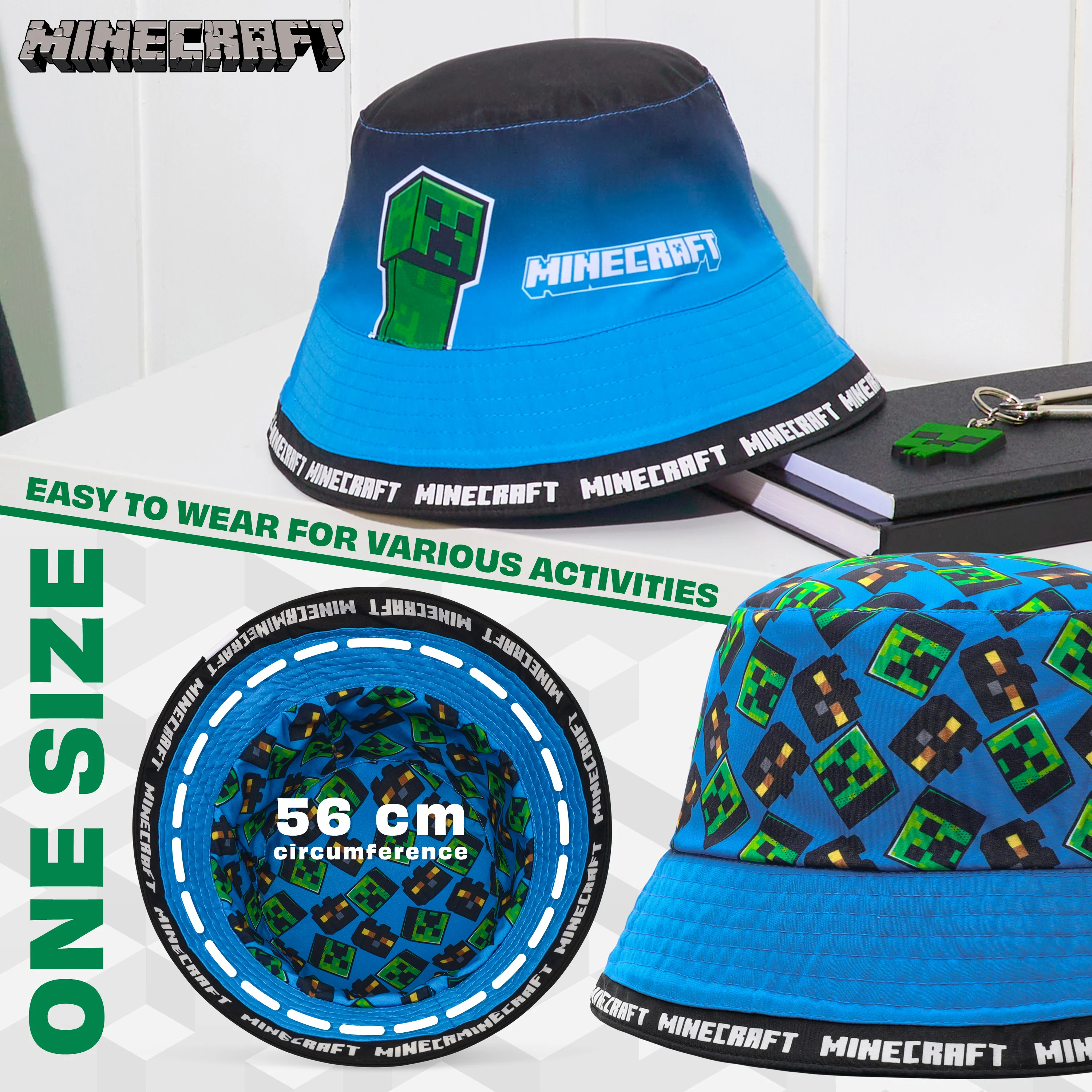 Minecraft Boys Bucket Hat, Sun Hat for Kids Beach Summer Holiday Essentials - Image 6
