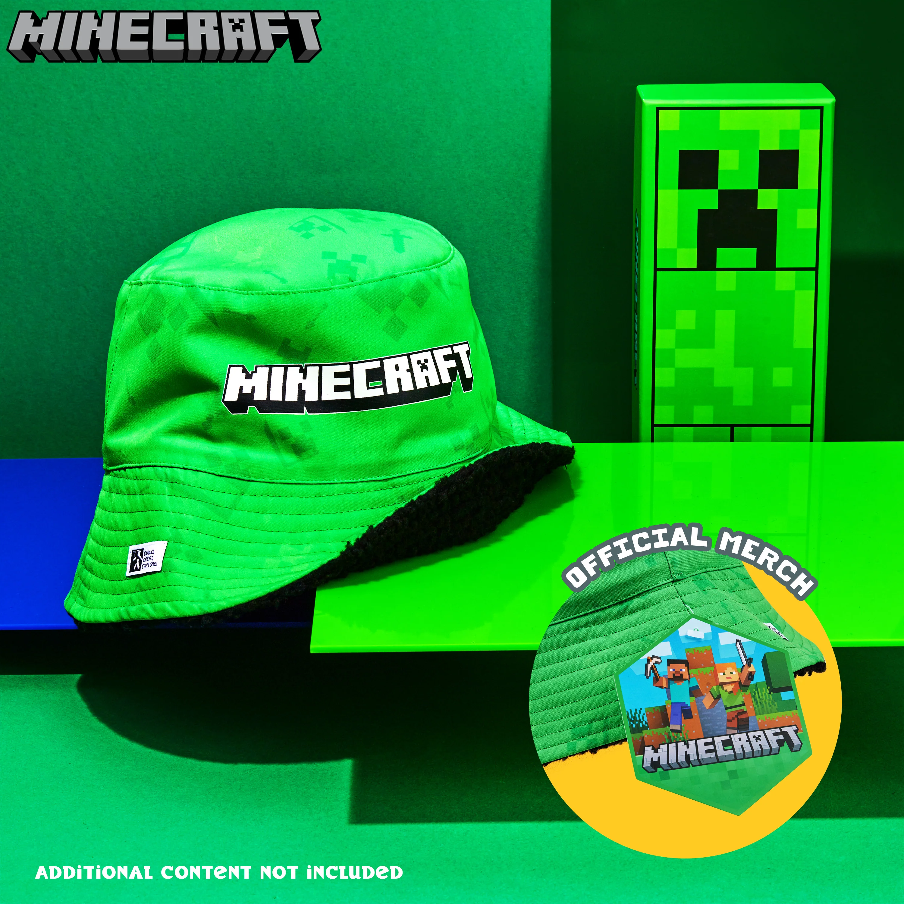 Minecraft Boys Bucket Hat with Fleece Lining - Creeper Gifts for Boys Green - Image 5