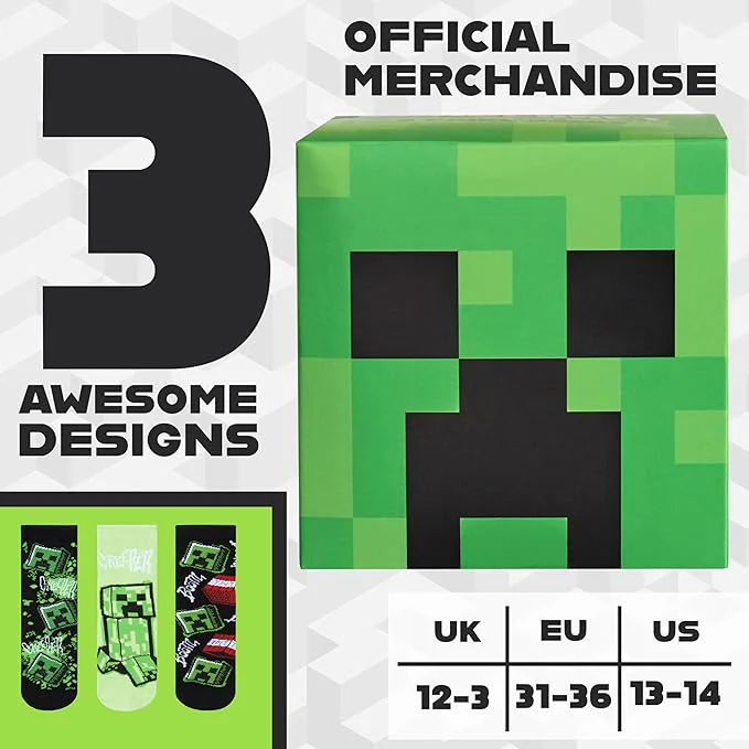Minecraft Boy's Calf Socks Multipack - Image 2