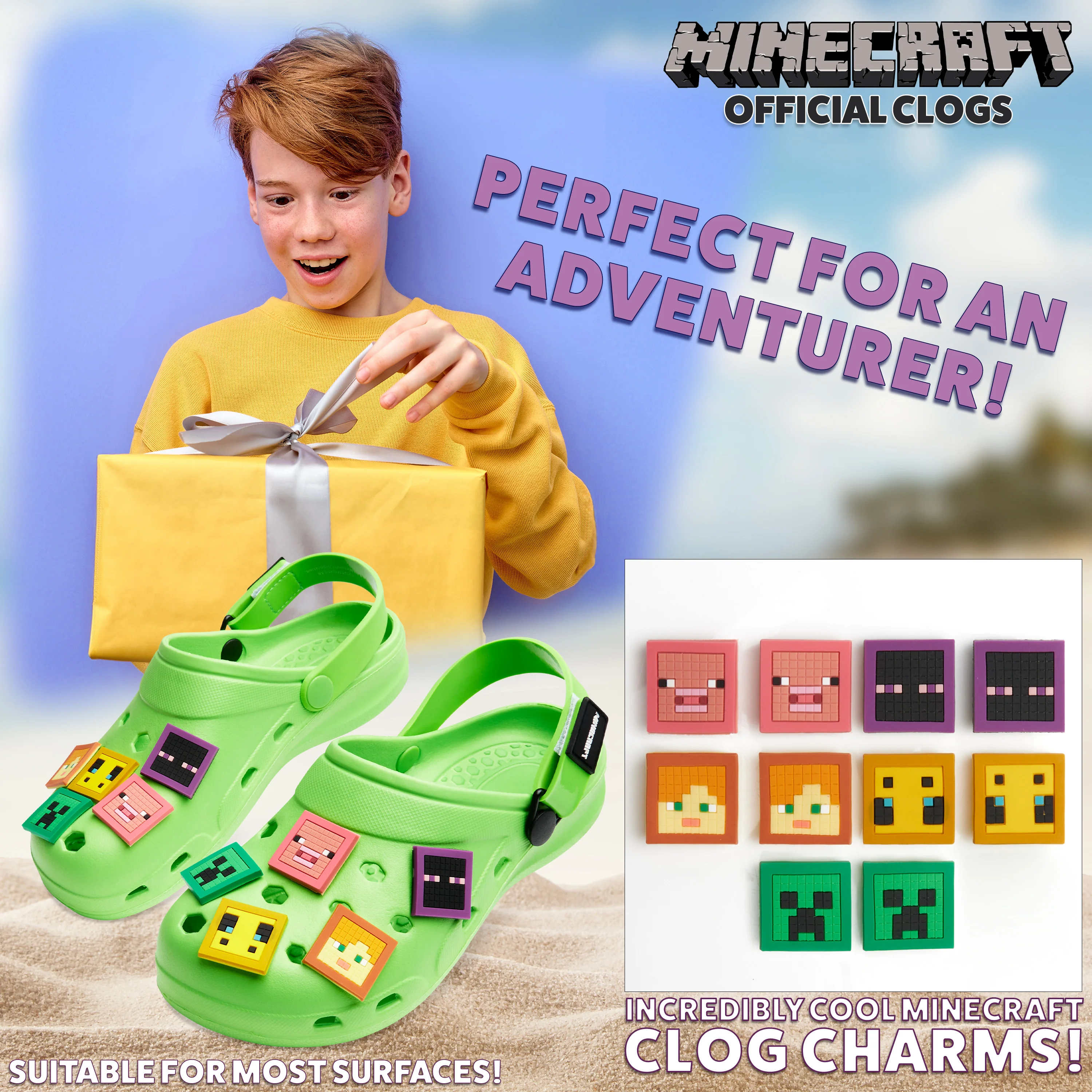 Minecraft Boys Clogs, Kids Summer Garden Shoes Removable Shoe Charms - Image 3