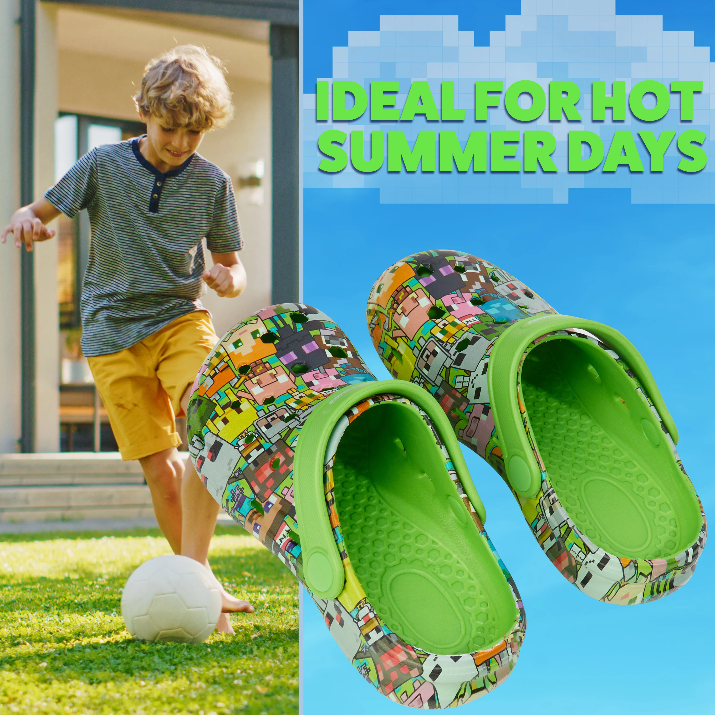 Minecraft Boys Clogs, Kids Summer Garden Shoes or Beach, Pool, Holiday Essentials - Image 2