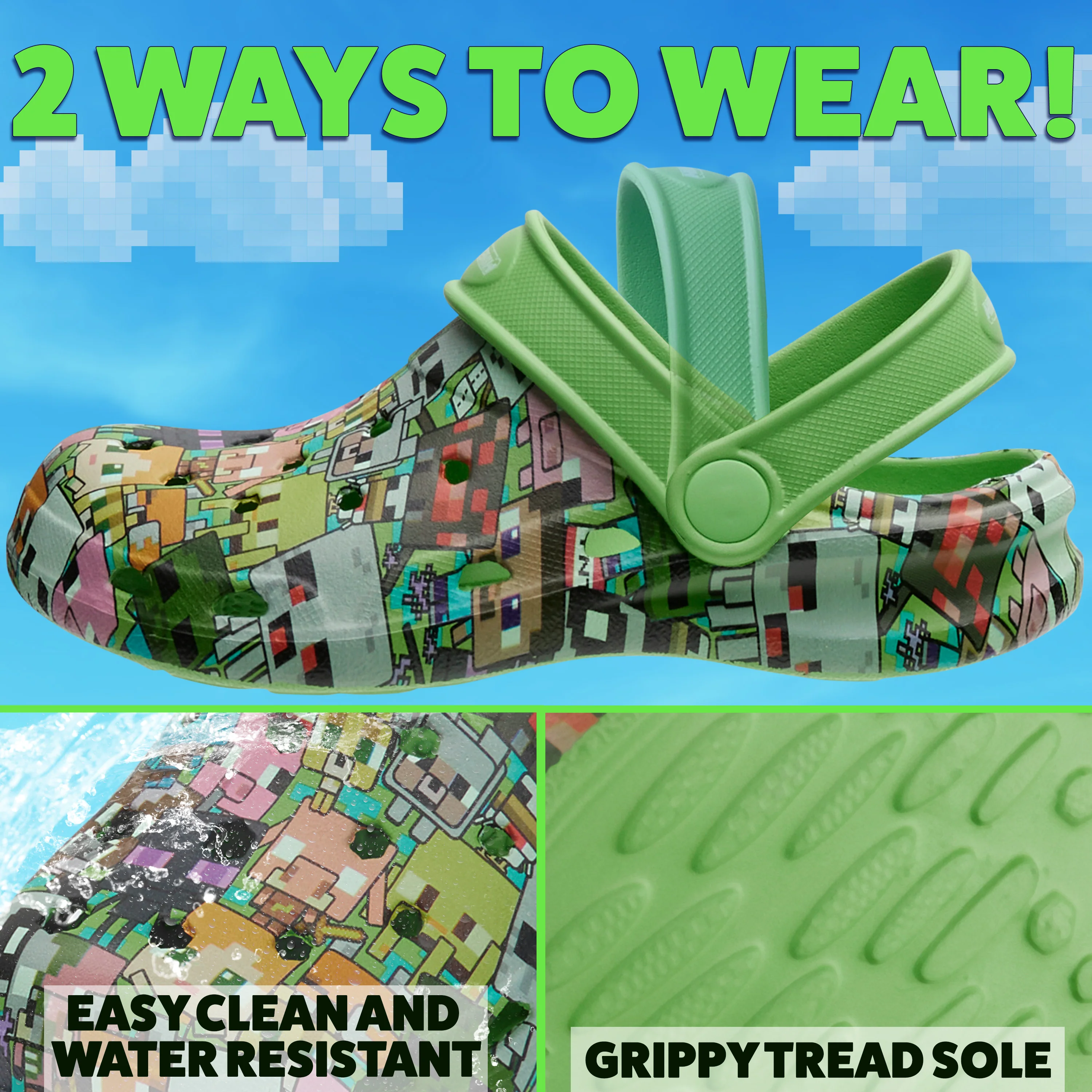 Minecraft Boys Clogs, Kids Summer Garden Shoes or Beach, Pool, Holiday Essentials - Image 4