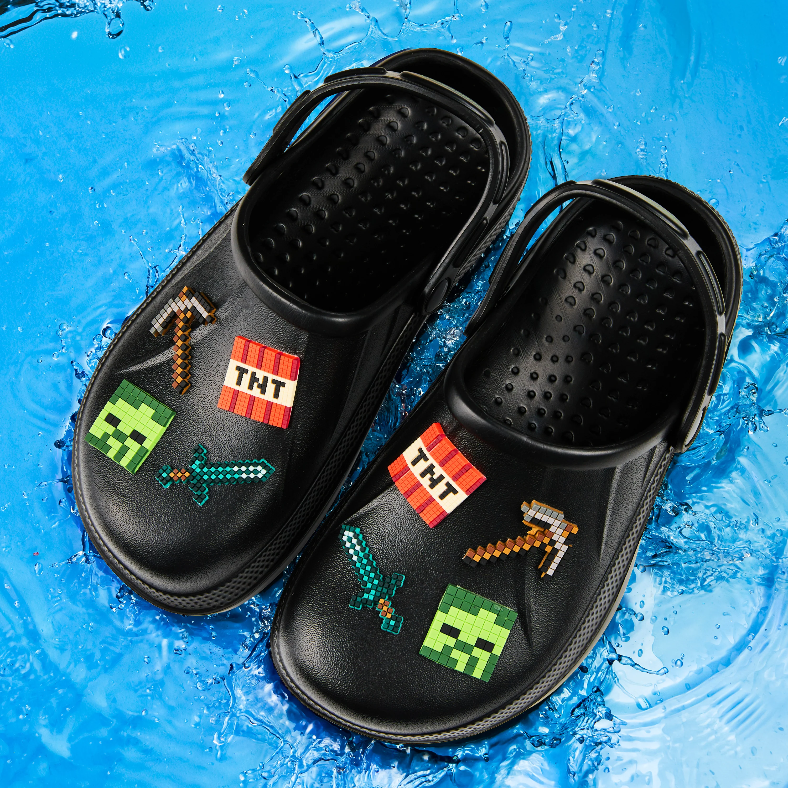 Minecraft Boys Clogs, Kids Summer Garden Shoes Removable Shoe Charms for Beach, Pool, Holiday Essentials Slip On with Strap, Gamer Gifts - Image 2