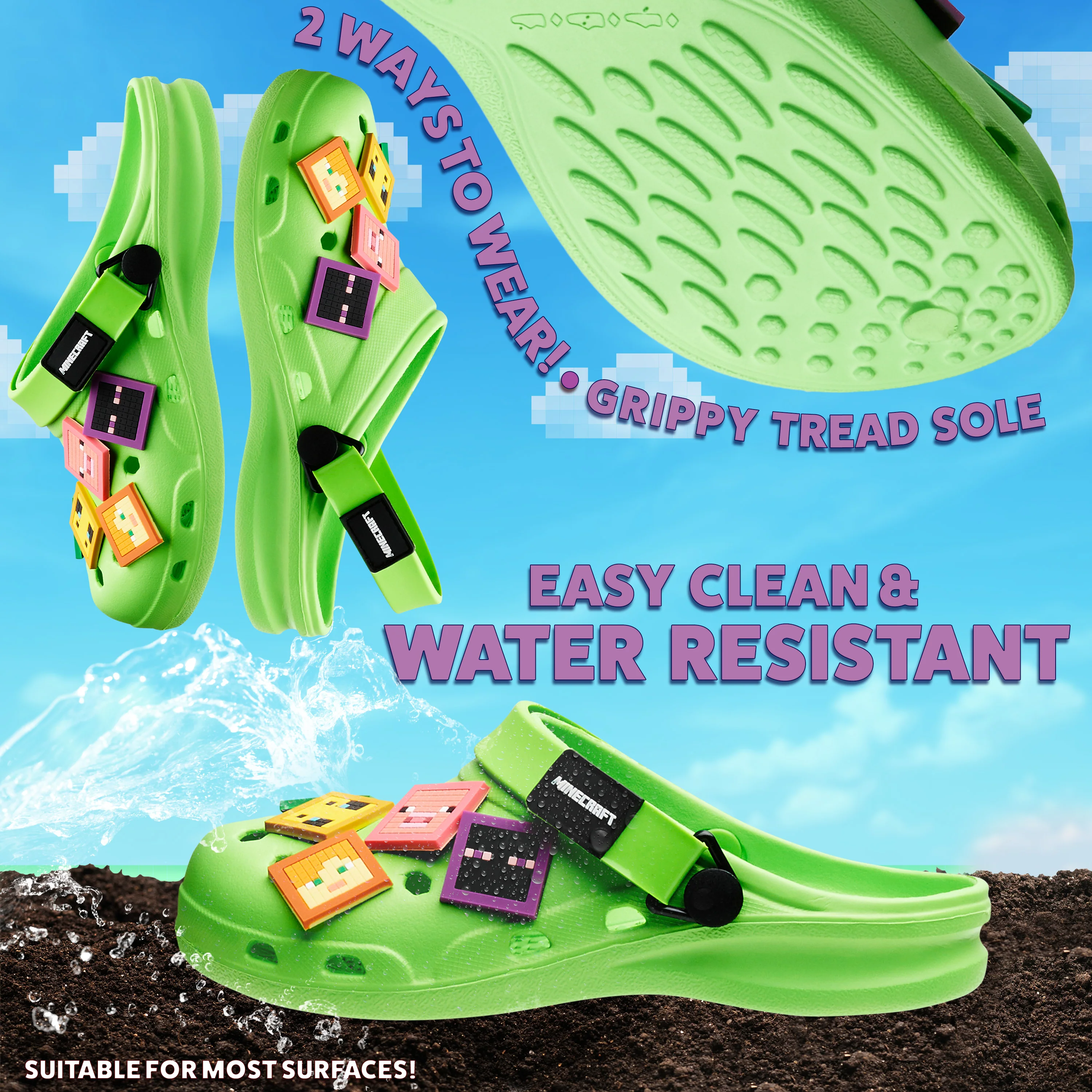 Minecraft Boys Clogs, Kids Summer Shoes for Garden, Beach, Pool Holiday Essentials - Image 4