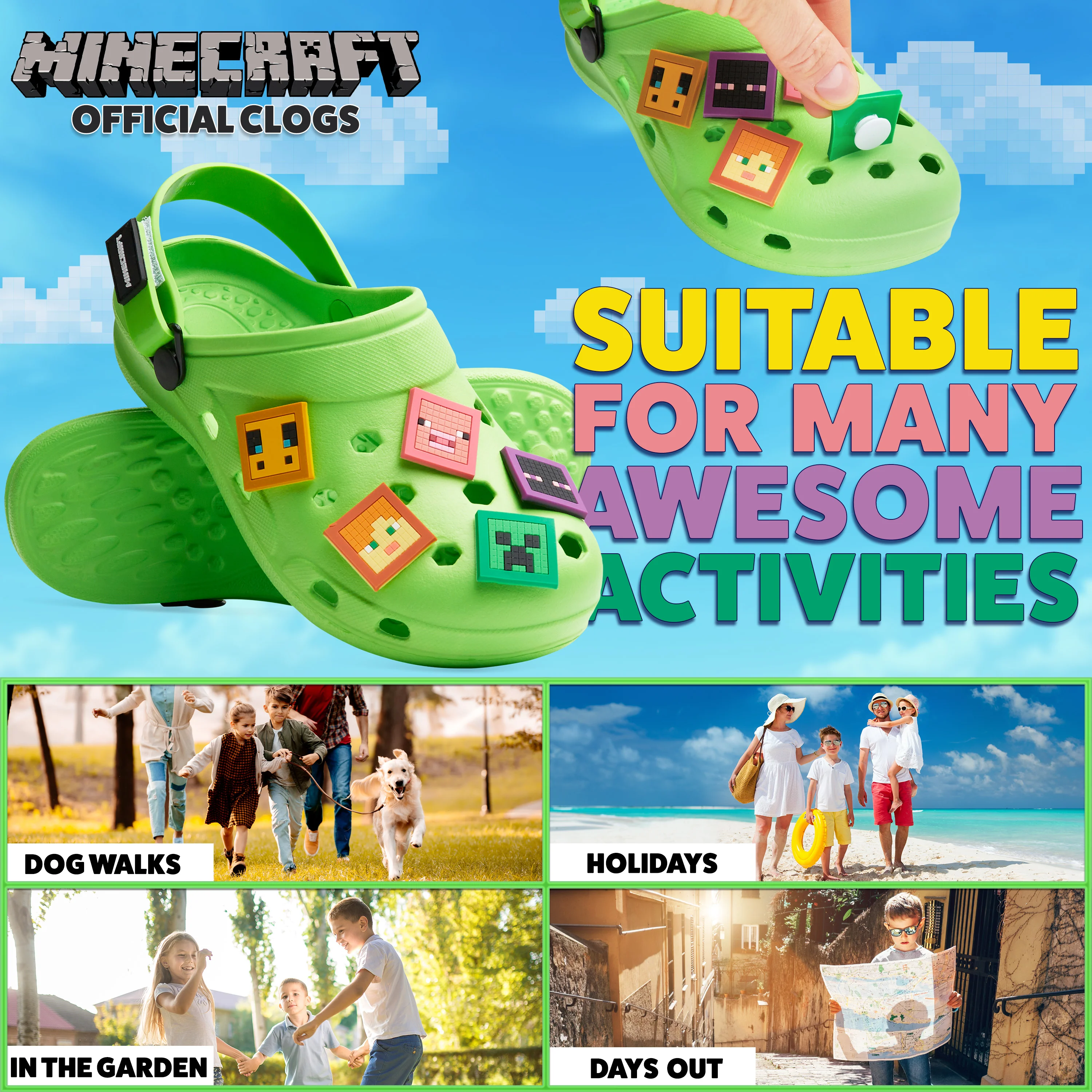 Minecraft Boys Clogs, Kids Summer Shoes for Garden, Beach, Pool Holiday Essentials - Image 5