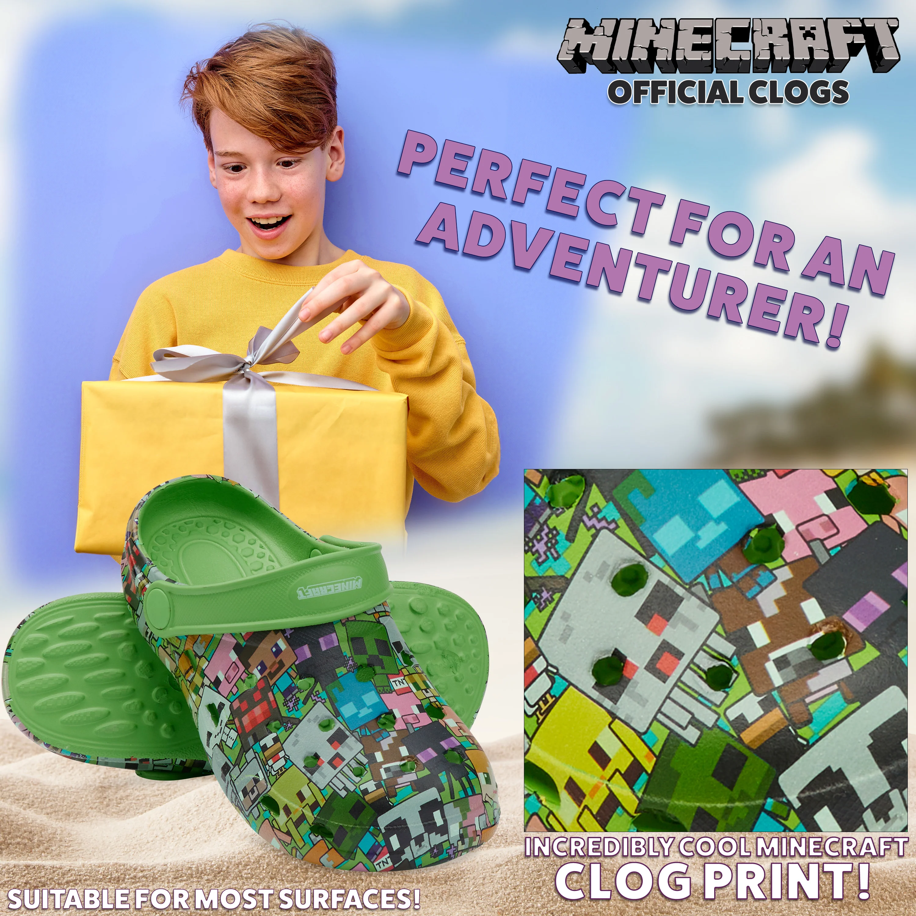 Minecraft Boys Clogs, Kids Summer Shoes for Garden, Beach, Pool Holiday Essentials - Image 3