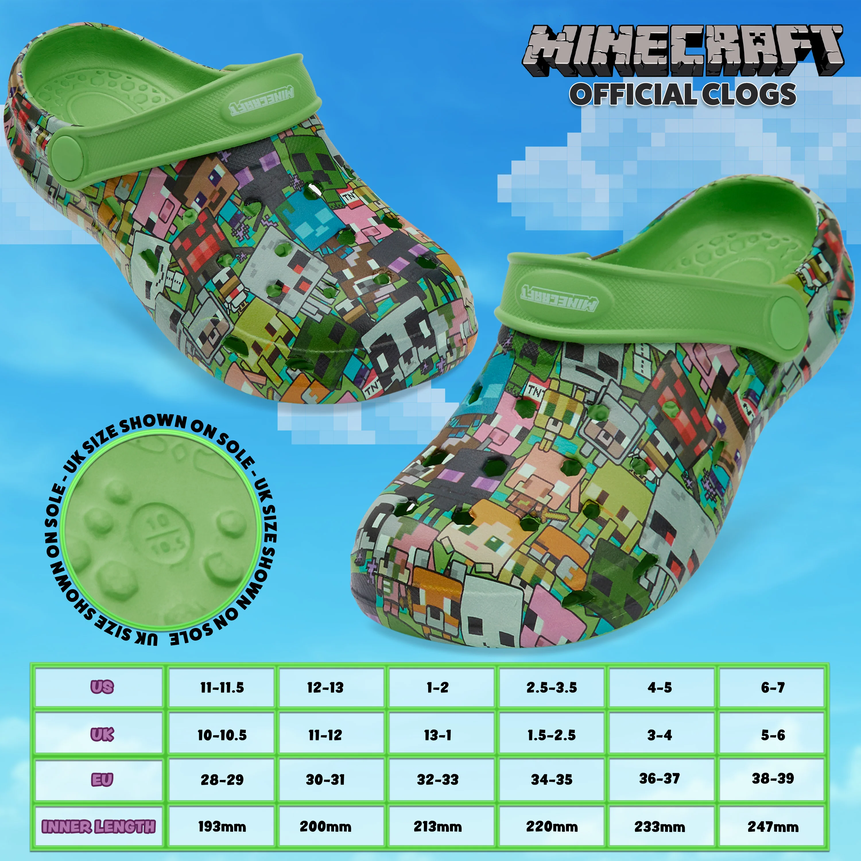 Minecraft Boys Clogs, Kids Summer Shoes for Garden, Beach, Pool Holiday Essentials - Image 6