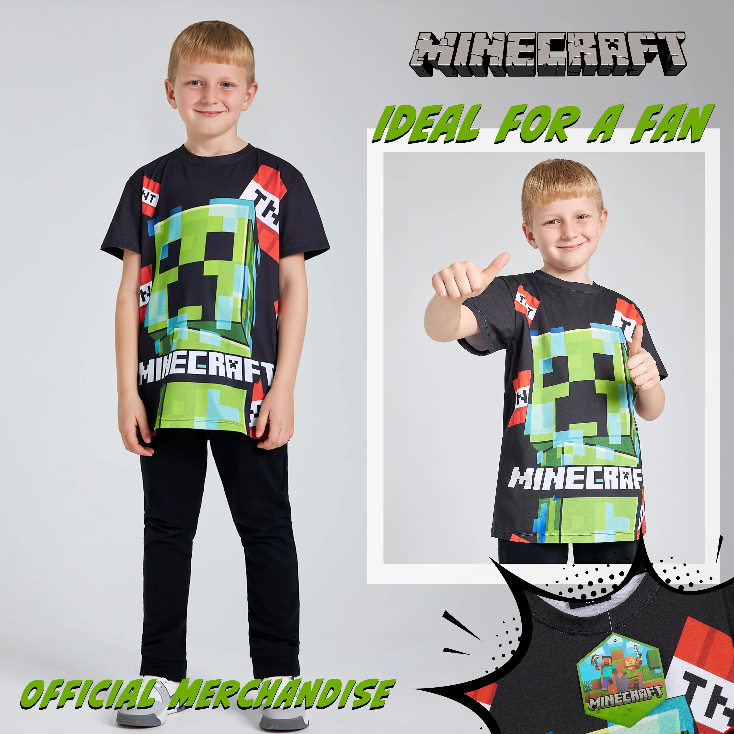 Minecraft Boys Crew Neck T-Shirts, Soft Breathable Material Pack of 2 Boys Gifts - Image 4