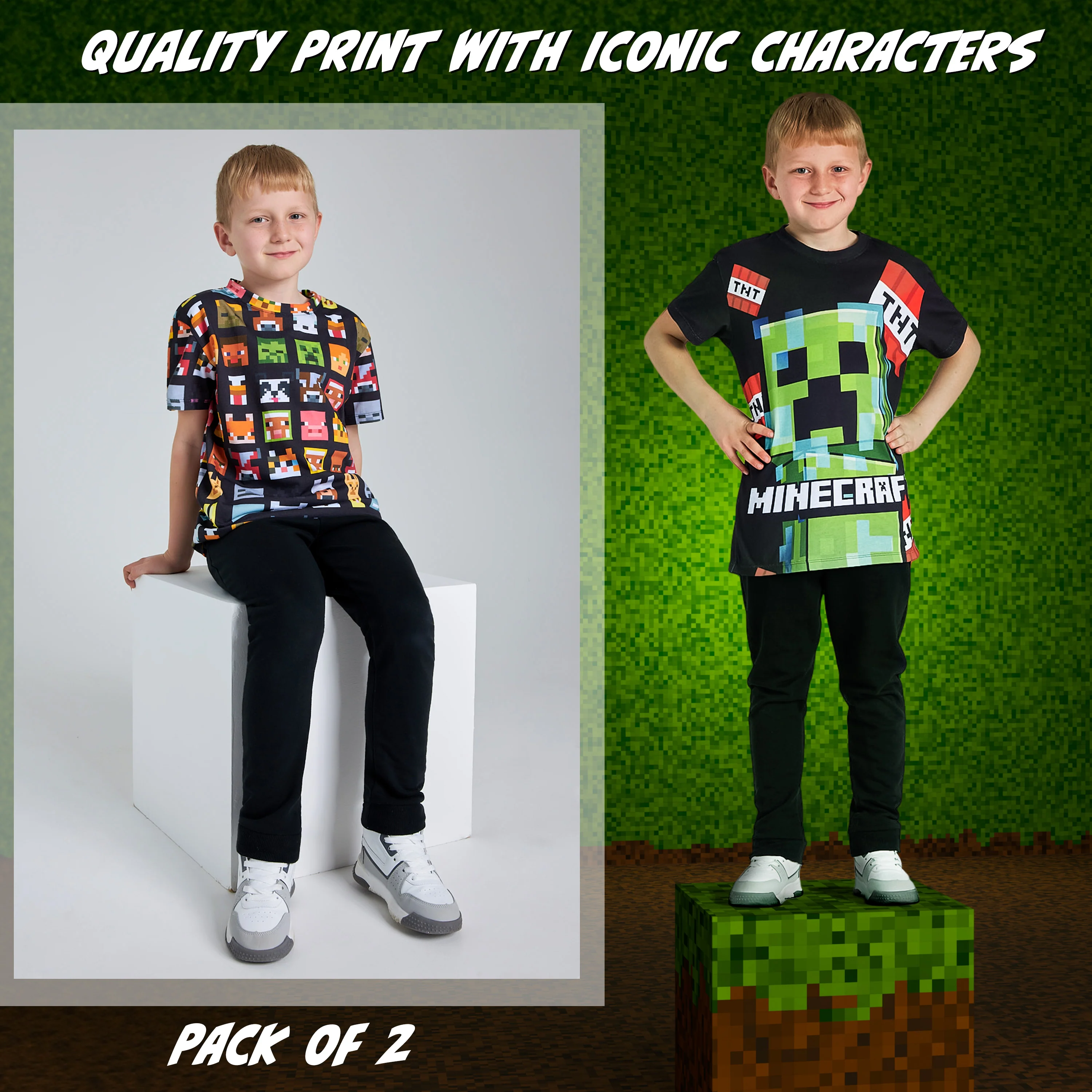 Minecraft Boys Crew Neck T-Shirts, Soft Breathable Material Pack of 2 Boys Gifts - Image 5