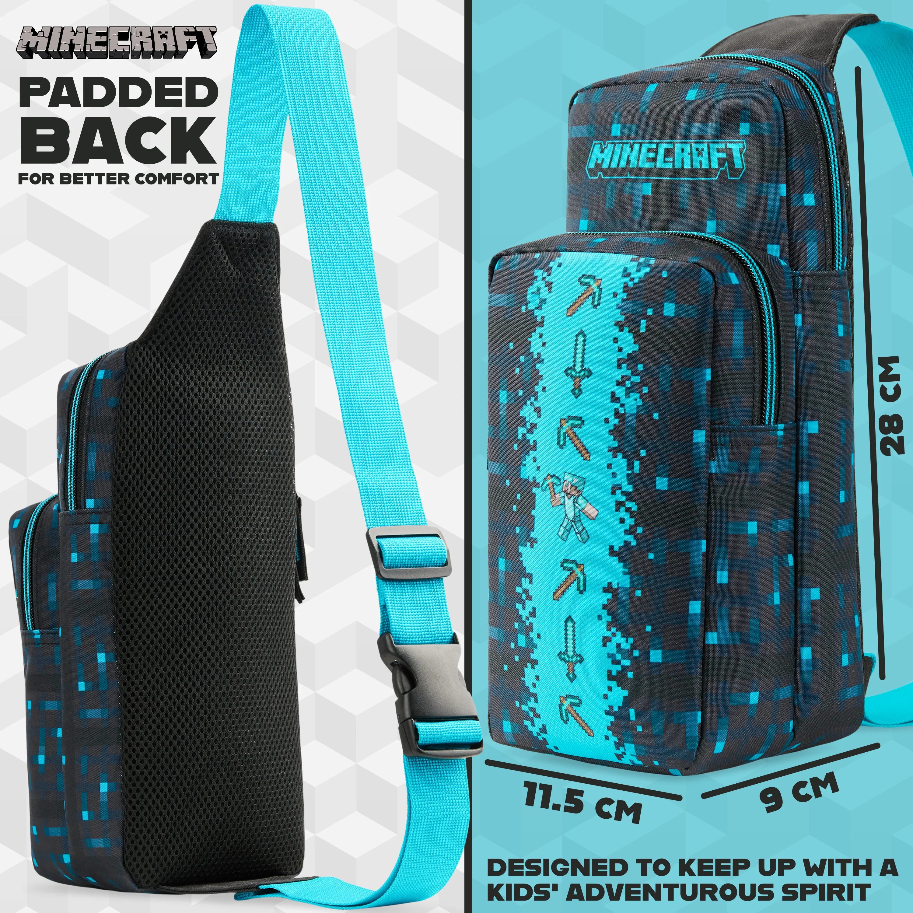 Minecraft Boys Crossbody Bag with Adjustable Strap - Gamer Gifts - Image 6