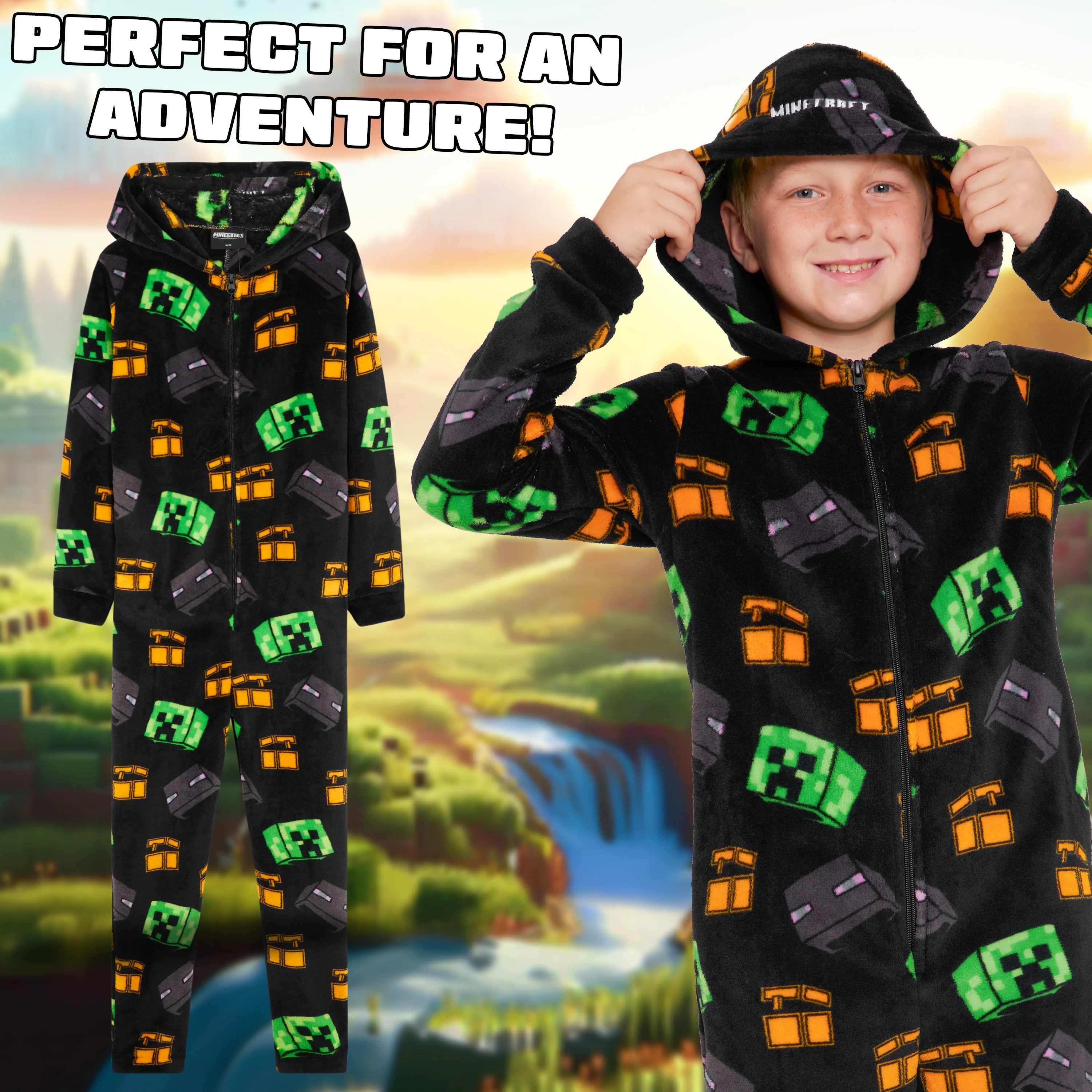 Minecraft Boys Fleece Onesie, Hooded Onesie Pyjamas - Gifts for Gamers - Image 5