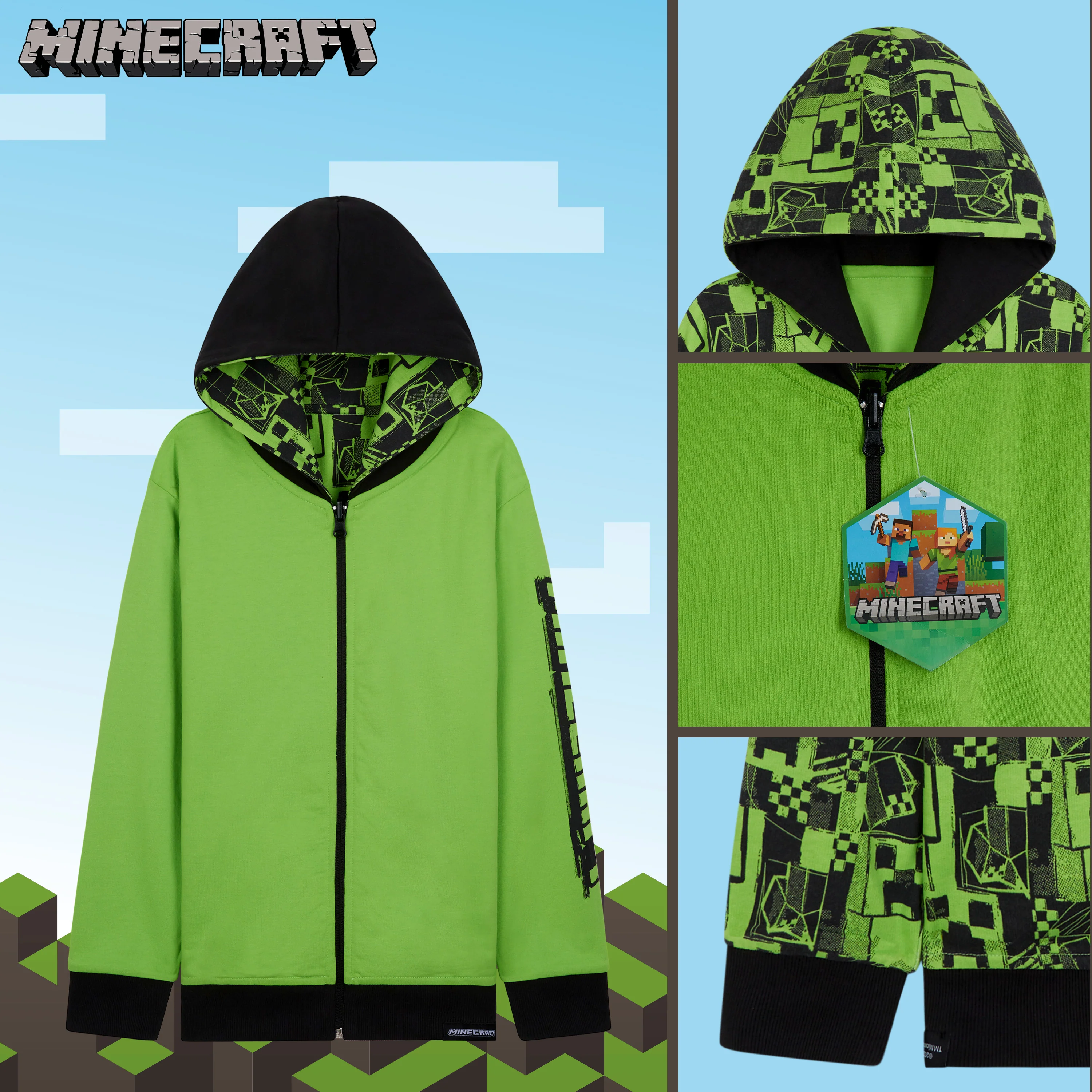 Minecraft Boys Hoodies - Reversible Hooded Sweatshirt for Kids - Image 5